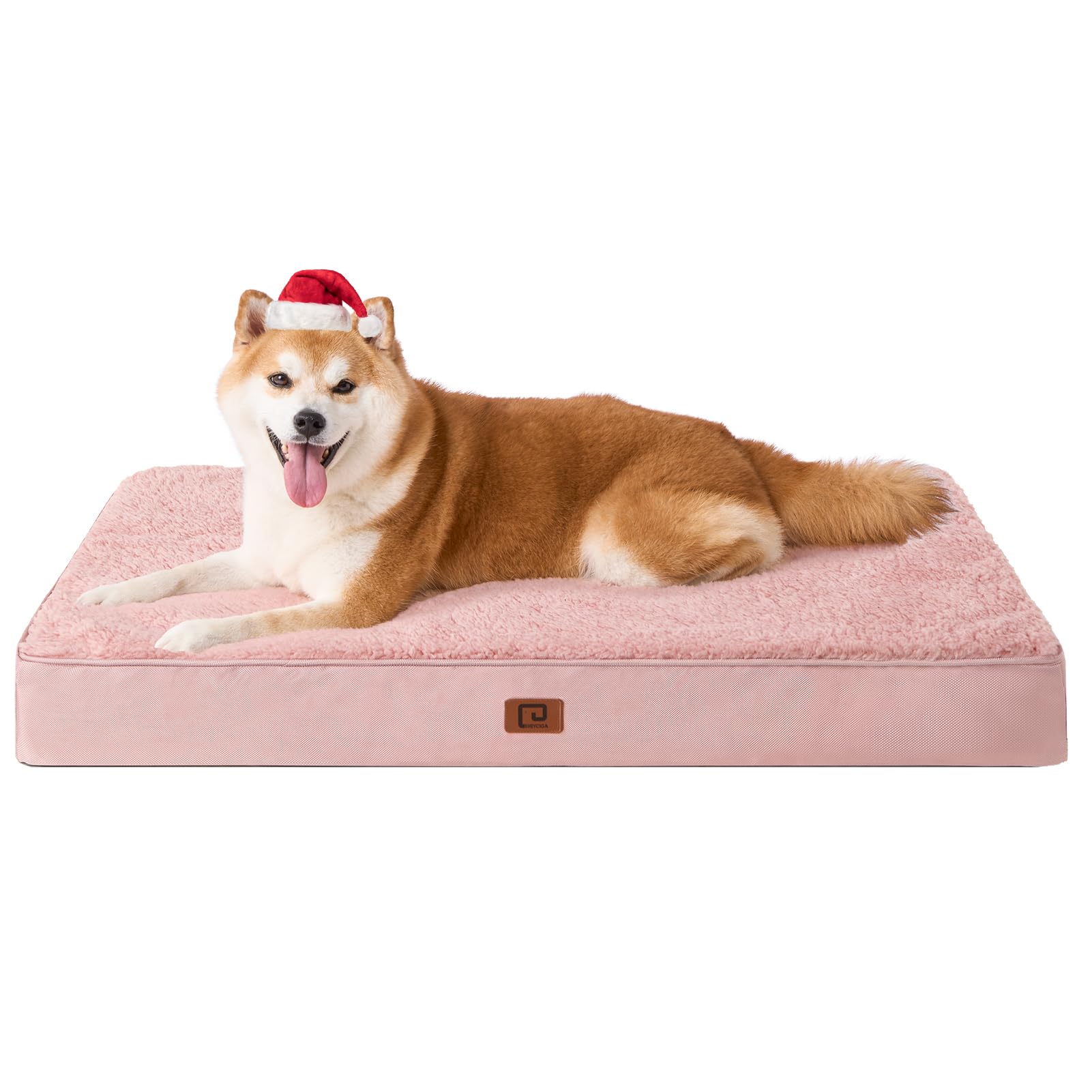 EHEYCIGA orthopedic dog bed pink foam-core for comfortable, supported rest.
