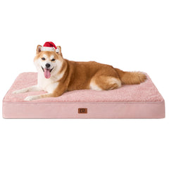 EHEYCIGA orthopedic dog bed pink foam-core for comfortable, supported rest.