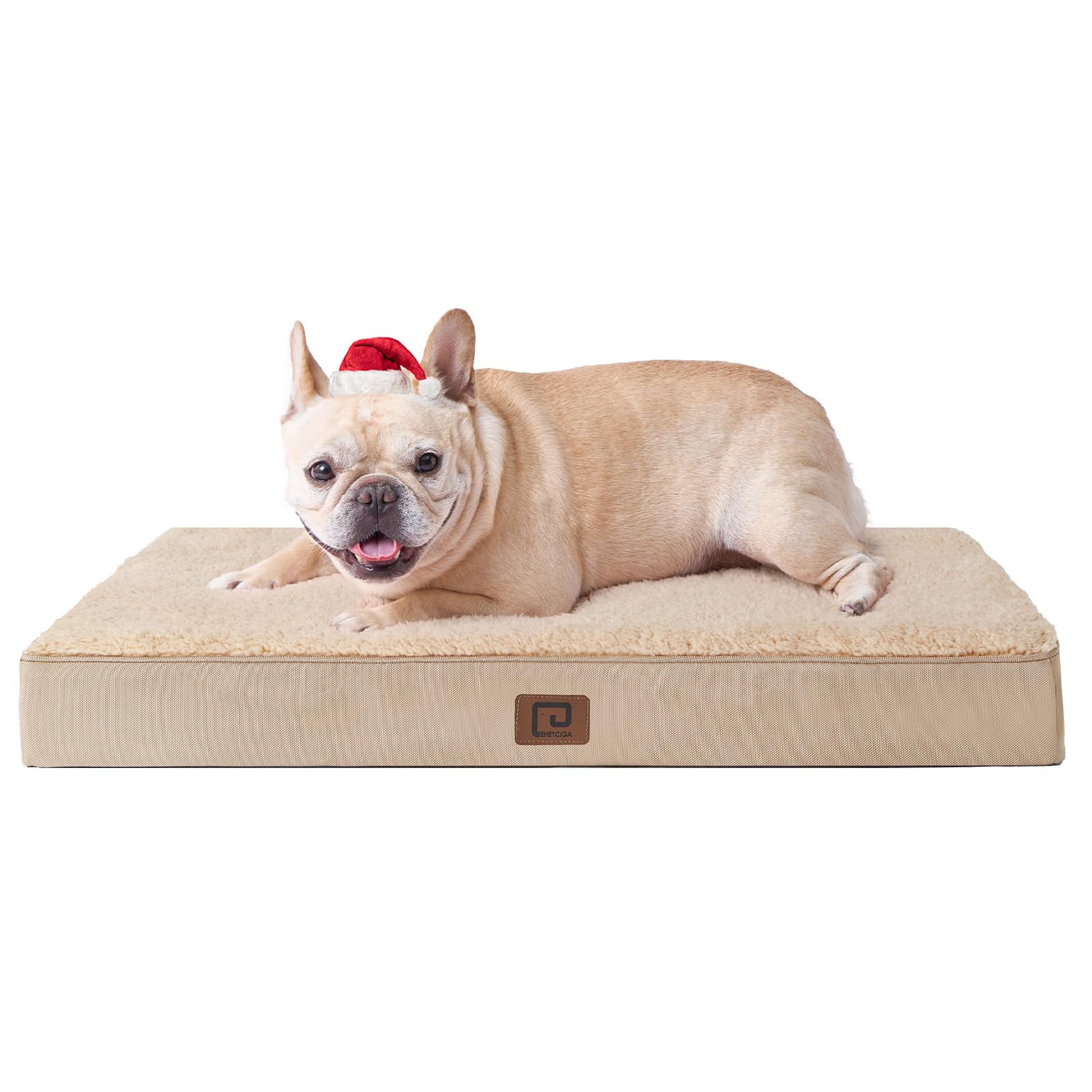 EHEYCIGA orthopedic dog bed with sherpa top for plush lounge comfort.