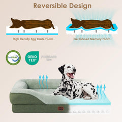 EHEYCIGA orthopedic-dog-bed-sides show four-sided bolster for neck and head cradling.