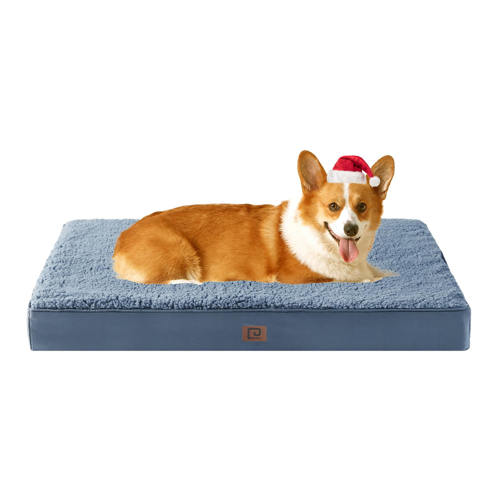 EHEYCIGA orthopedic dog bed spa-blue 35x23, ready for crate-time comfort.