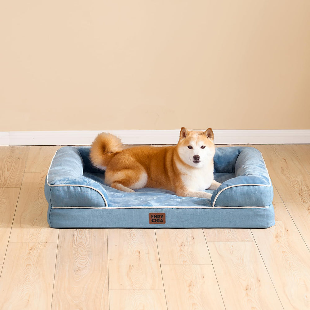 EHEYCIGA washed-blue bed demonstrates durable, easy-care design