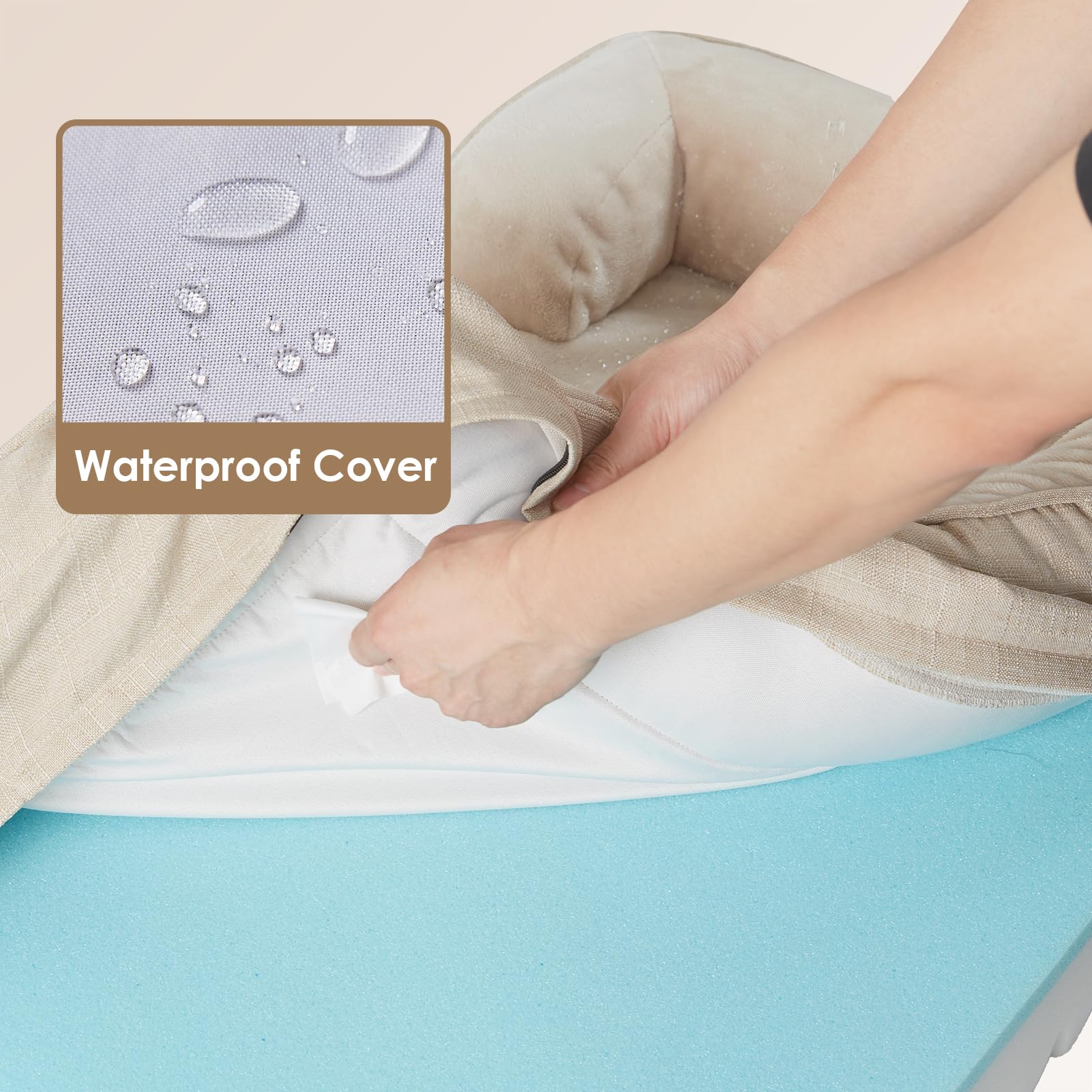 EHEYCIGA orthopedic dog bed waterproof cover keeps surface dry during naps and play