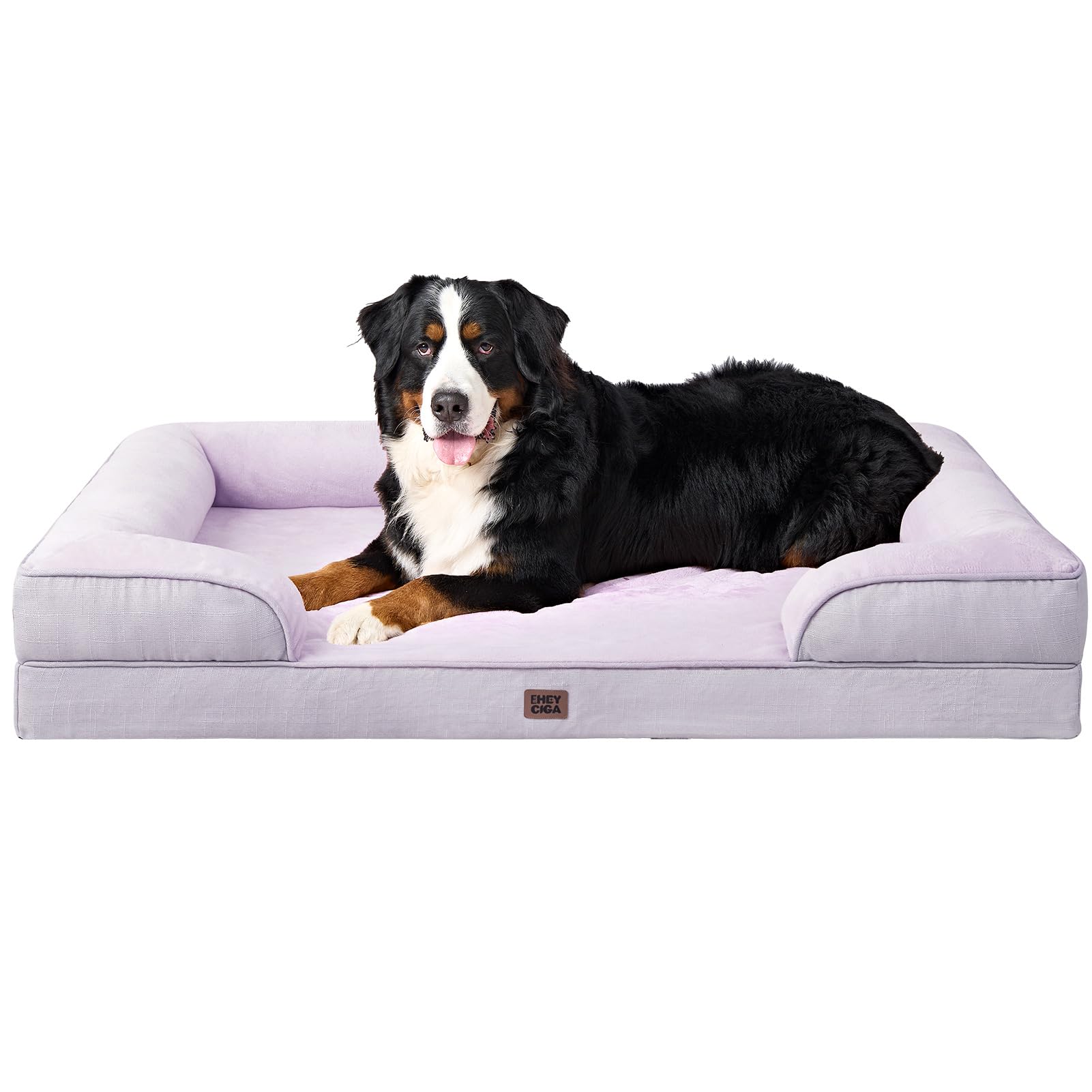 EHEYCIGA orthopedic dog bed xl lilac cover showing washable cover for easy cleaning
