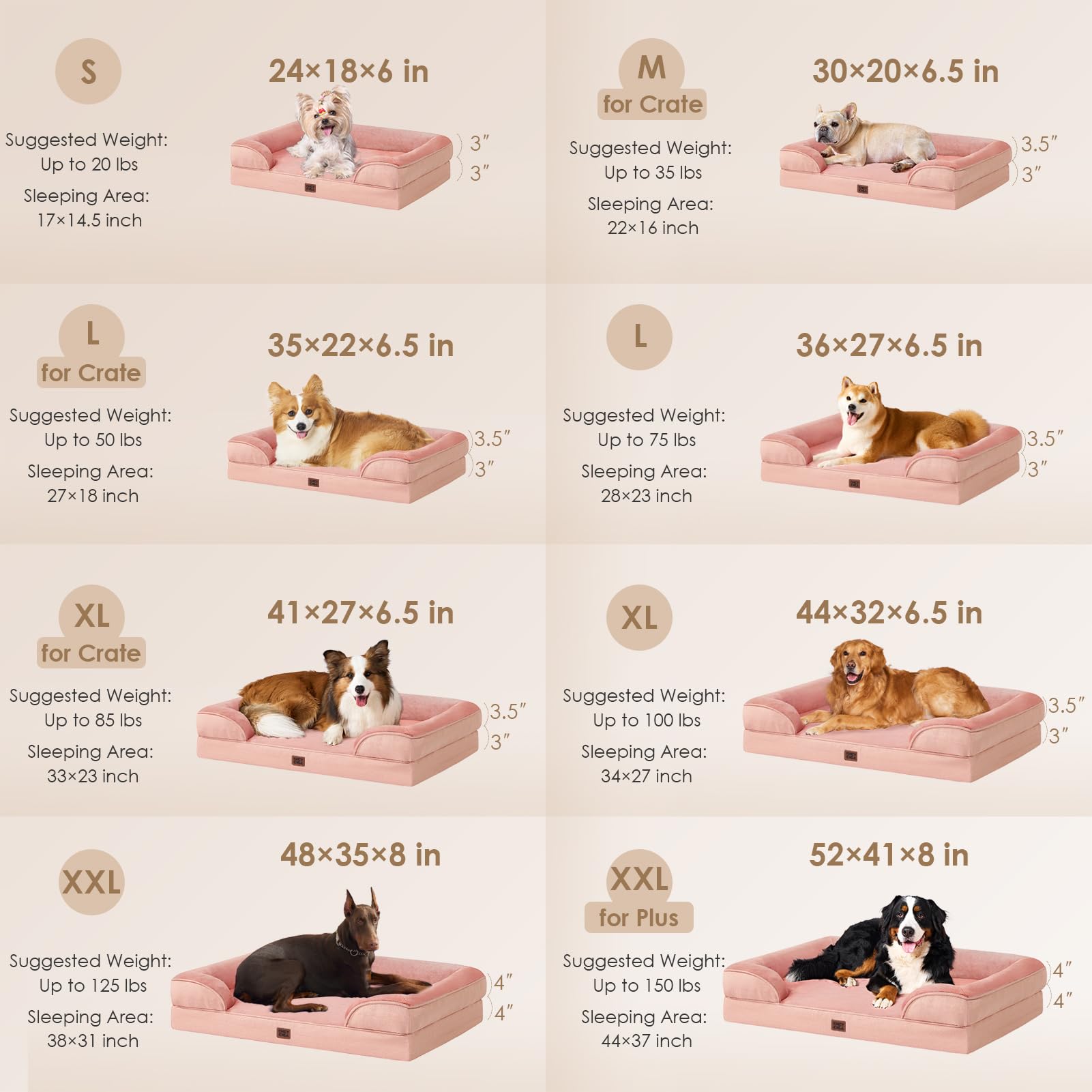 EHEYCIGA orthopedic XXL bed side view highlighting 3-sided bolsters for neck and head support