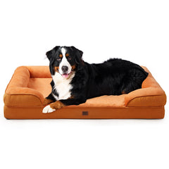 EHEYCIGA orthopedic dog bed XL side view showing neck support bolster