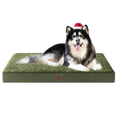 EHEYCIGA Orthopedic Dog Bed XXL dark green top view showing plush surface for cozy naps.