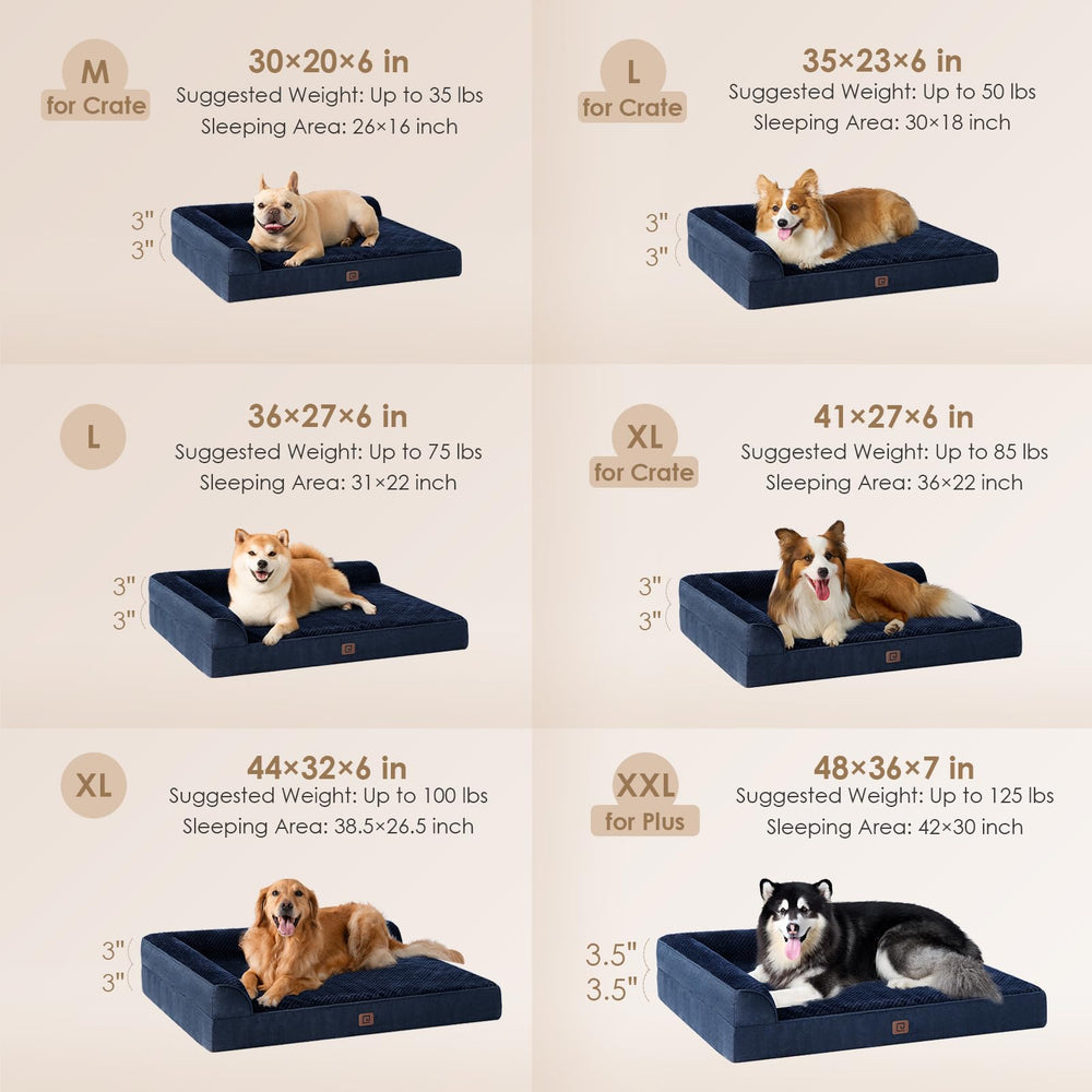 EHEYCIGA orthopedic dog bed XXL side view highlighting back support