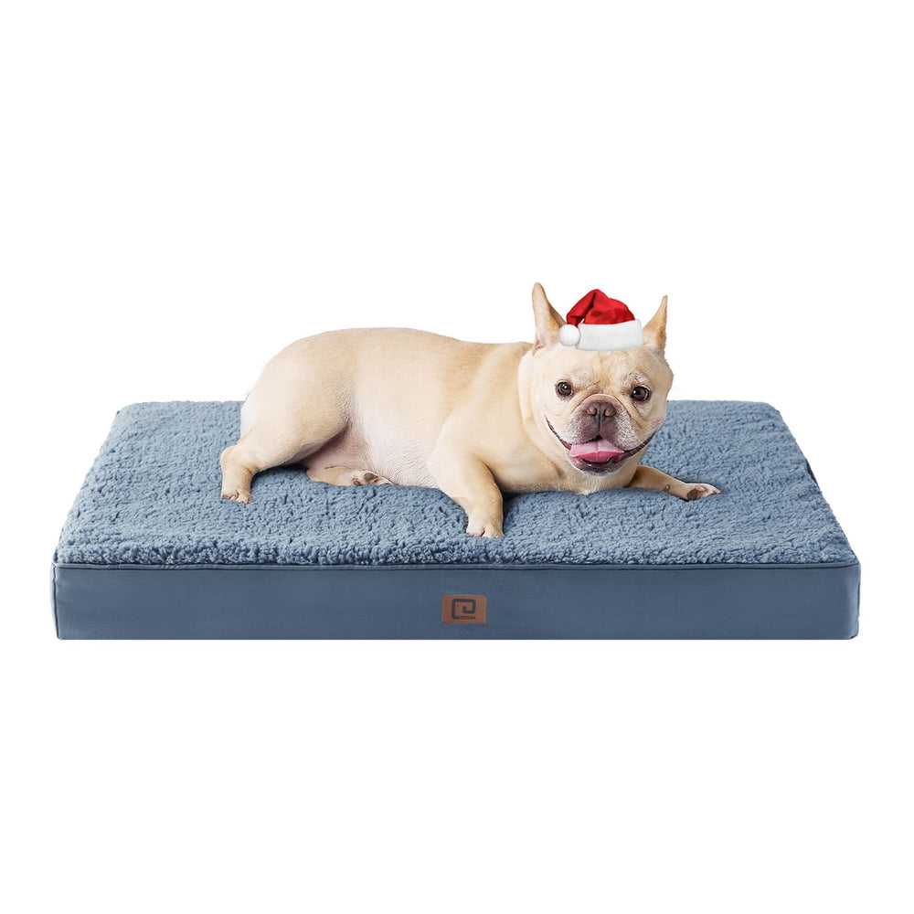 EHEYCIGA orthopedic small dog bed spa blue 30x20, cozy support for crate naps.