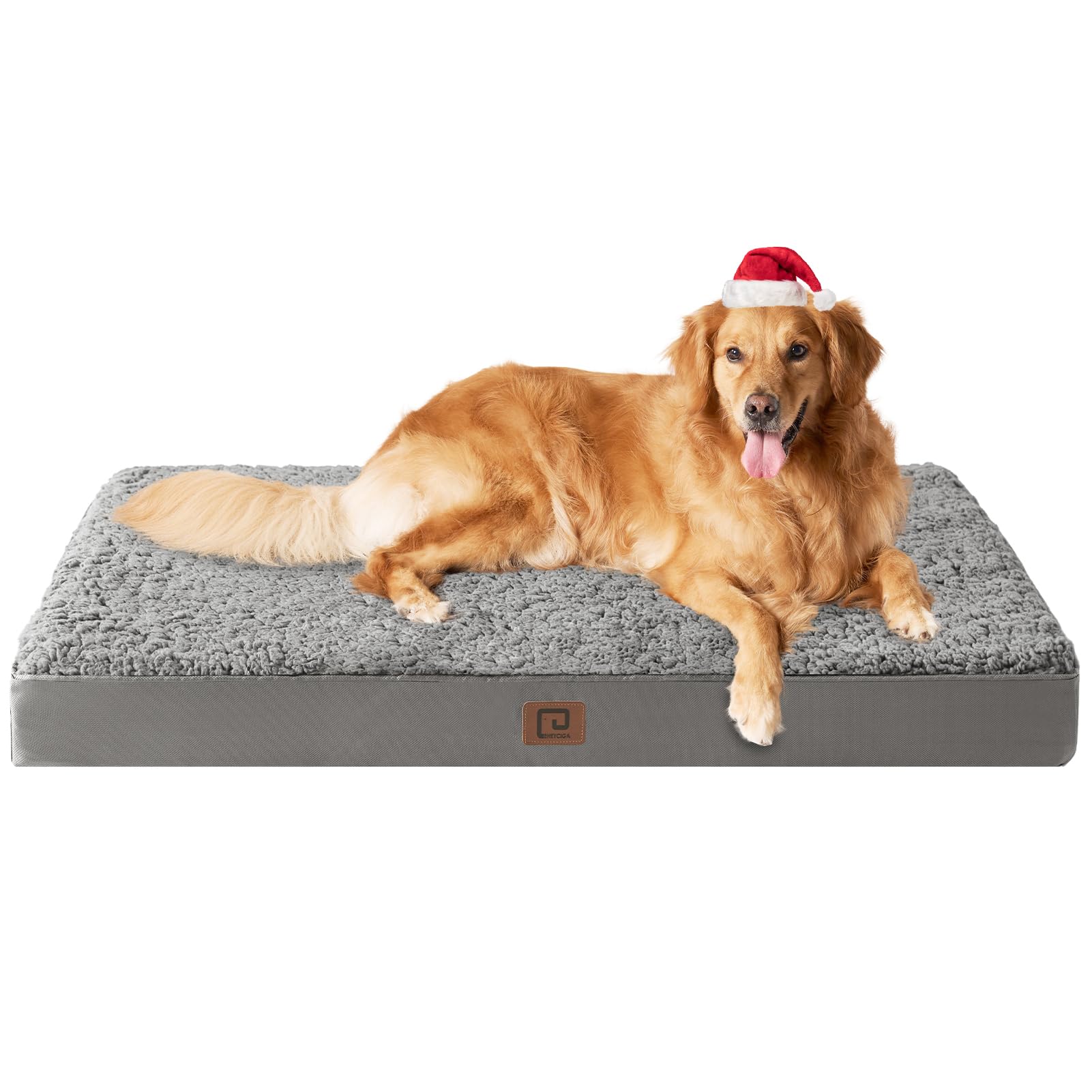 EHEYCIGA orthopedic XL dog bed close-up shows egg-crate foam for extra support.