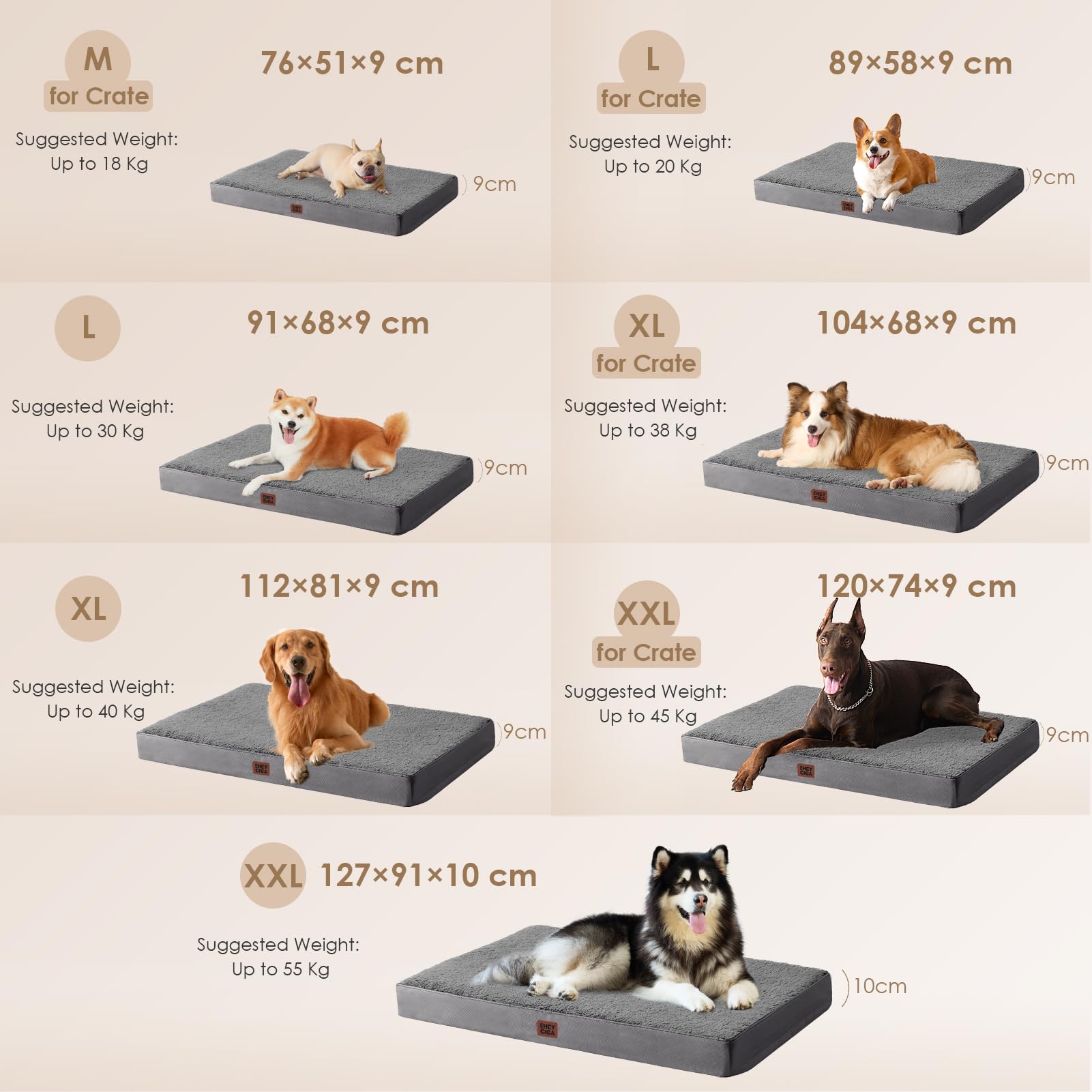 EHEYCIGA Orthopedic XL bed in crate setup for secure, comfy rest.