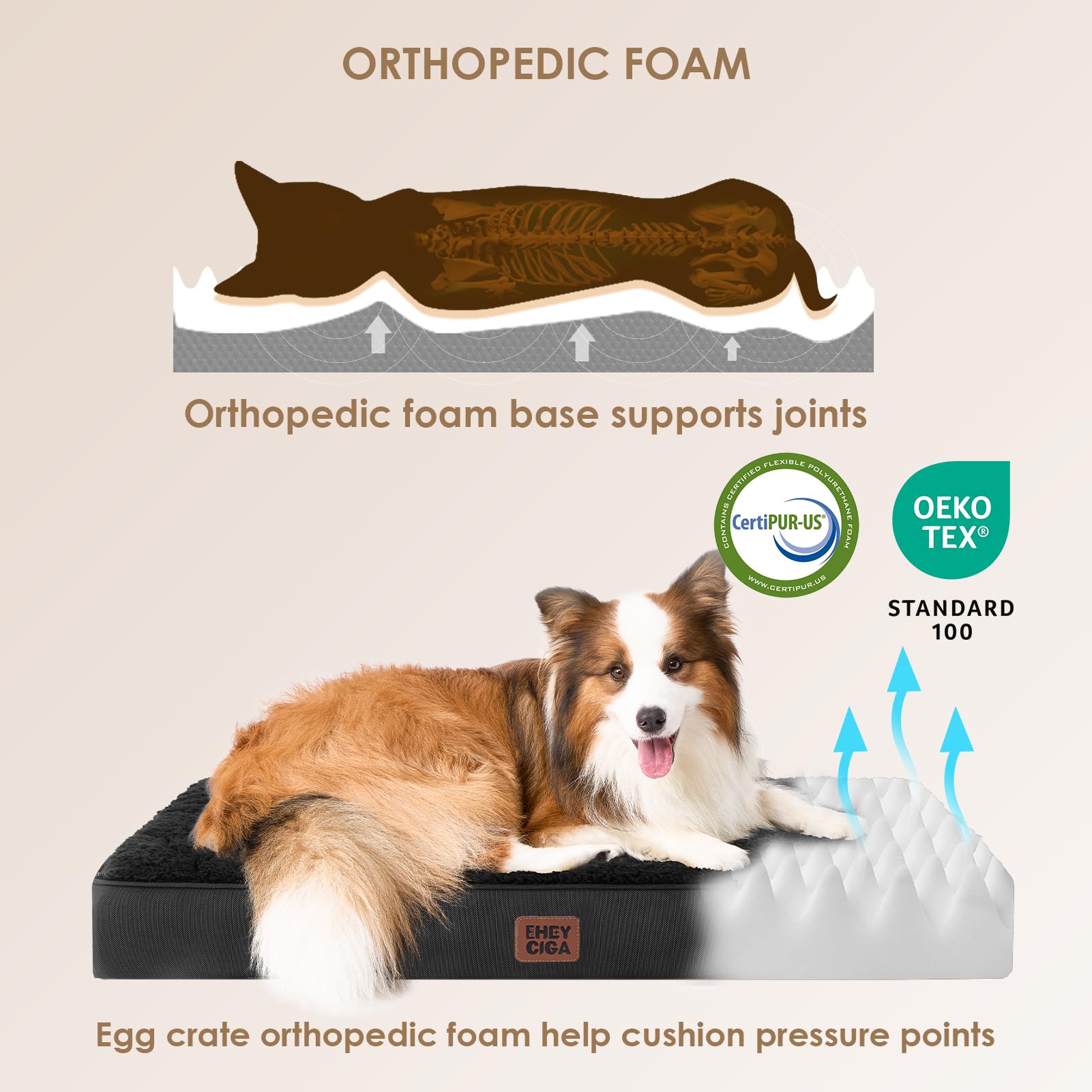 EHEYCIGA foam egg crate close-up shows high-density support for restful lounging