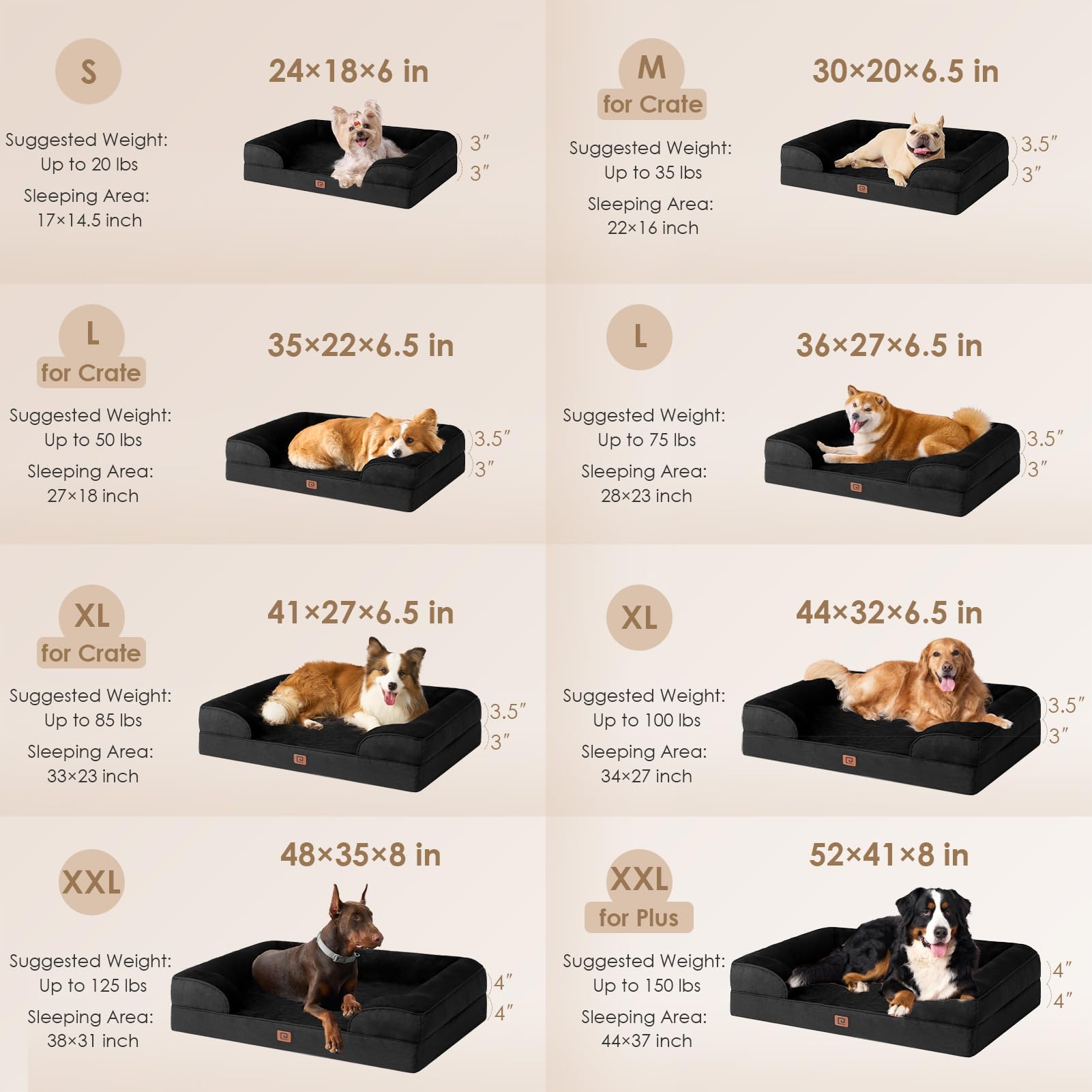 EHEYCIGA orthopedic XL dog bed egg-crate top shows even weight distribution for comfort.