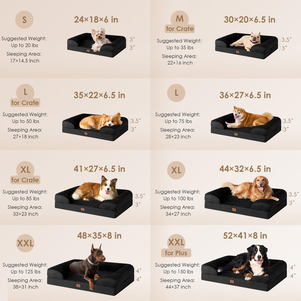 EHEYCIGA orthopedic XL dog bed egg-crate top shows even weight distribution for comfort.