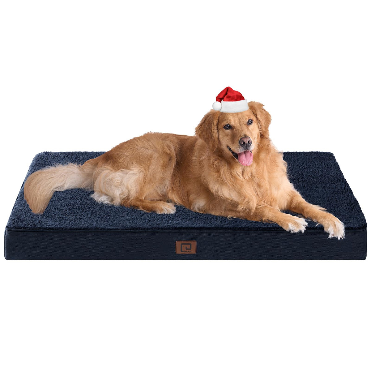 EHEYCIGA orthopedic XL dog bed navy 44x32, front view showing spacious lounging.
