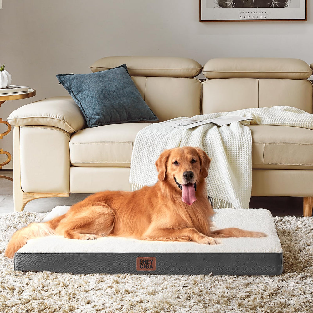 EHEYCIGA orthopedic XL dog bed rebound after unpacking helps restore shape.