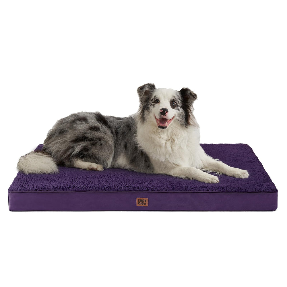 EHEYCIGA orthopedic XL bed close-up showing plush sherpa top for cozy naps