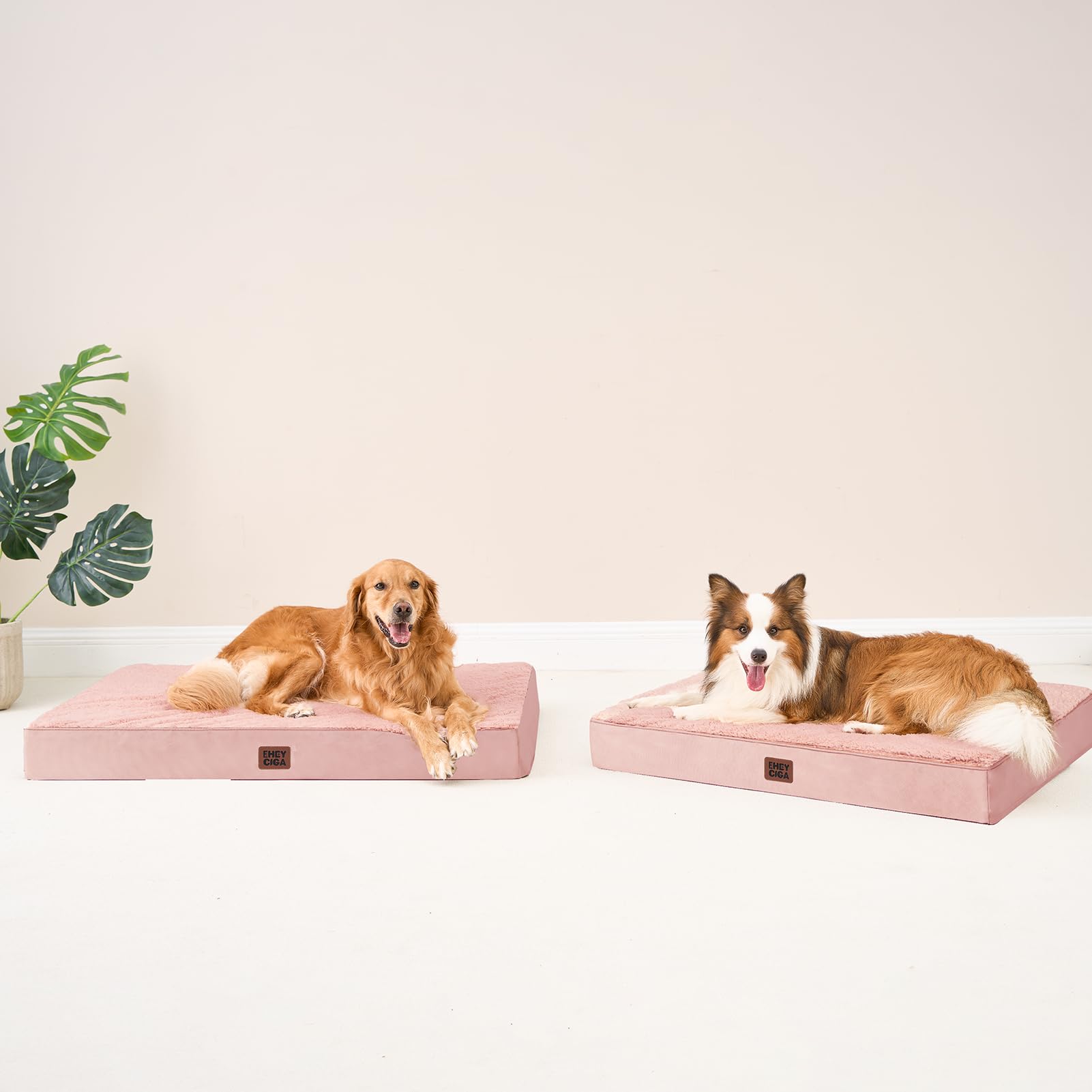 EHEYCIGA orthopedic XL dog bed rebounds after unpacking to full shape.