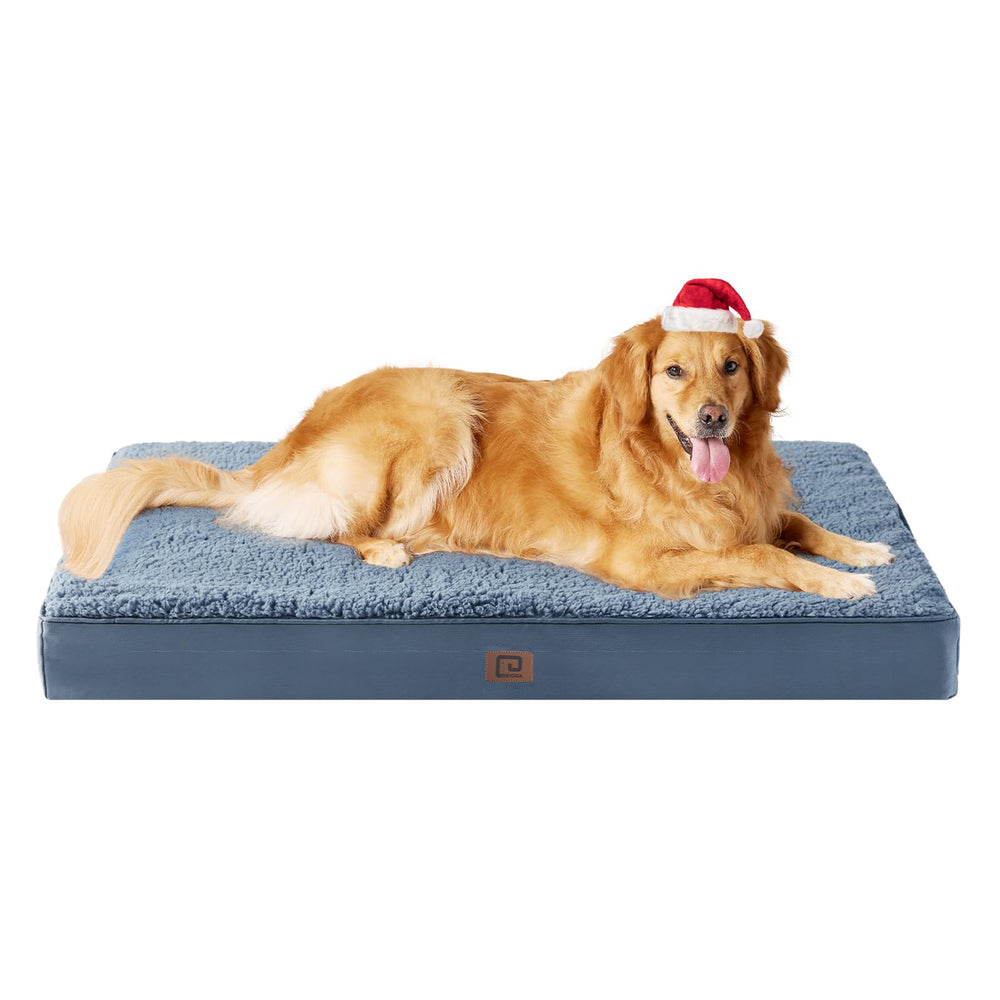 EHEYCIGA orthopedic XL dog bed in spa blue 44x32 for large dogs resting comfortably