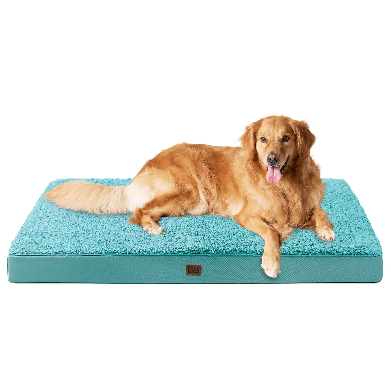 EHEYCIGA orthopedic XL dog bed turquoise front view supports large dogs