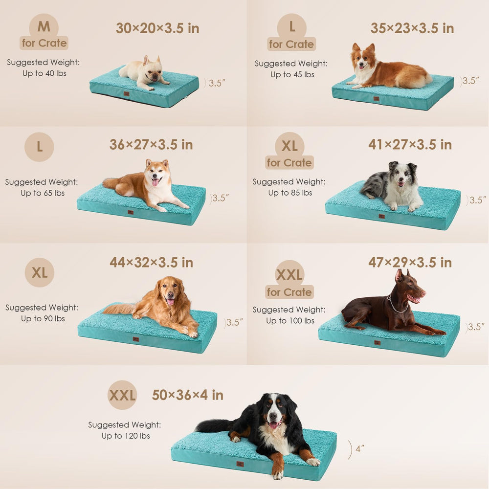 EHEYCIGA orthopedic XL dog bed turquoise side view spacious surface