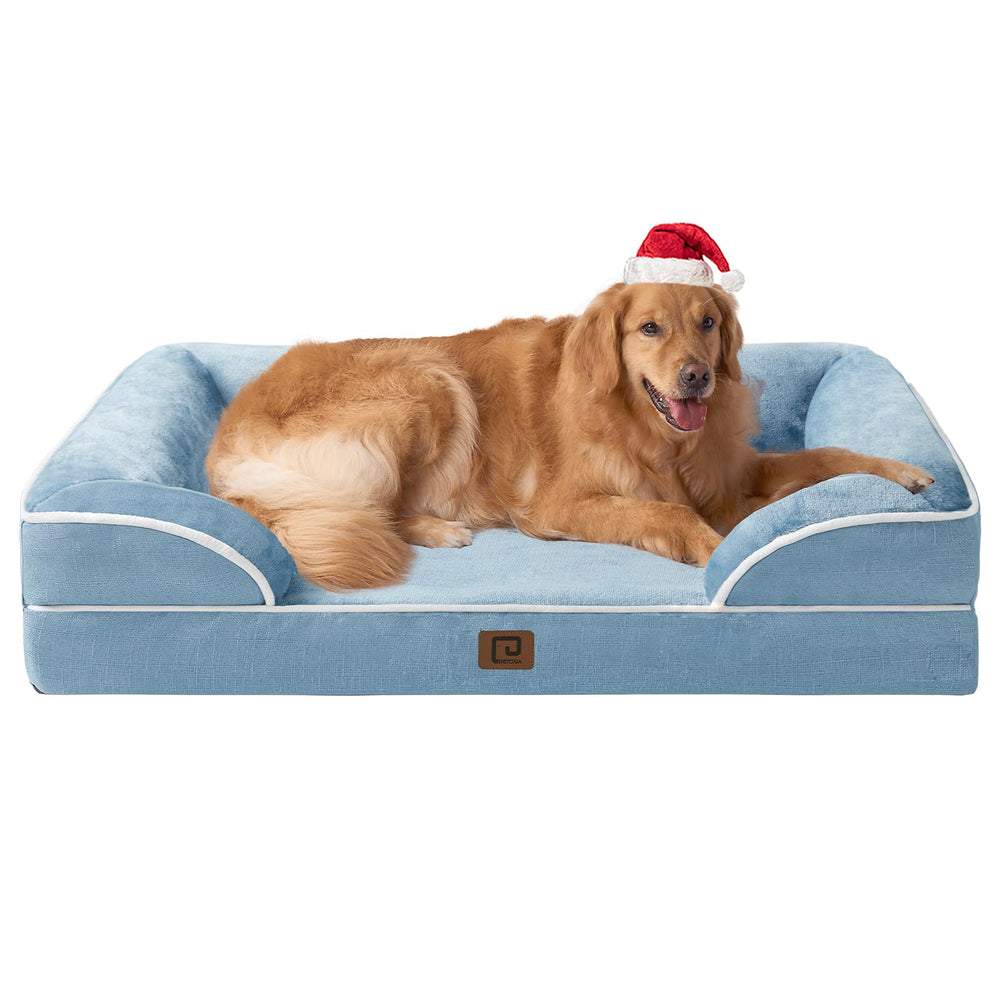 EHEYCIGA orthopedic XL dog bed with waterproof cover supports elderly dogs during naps.