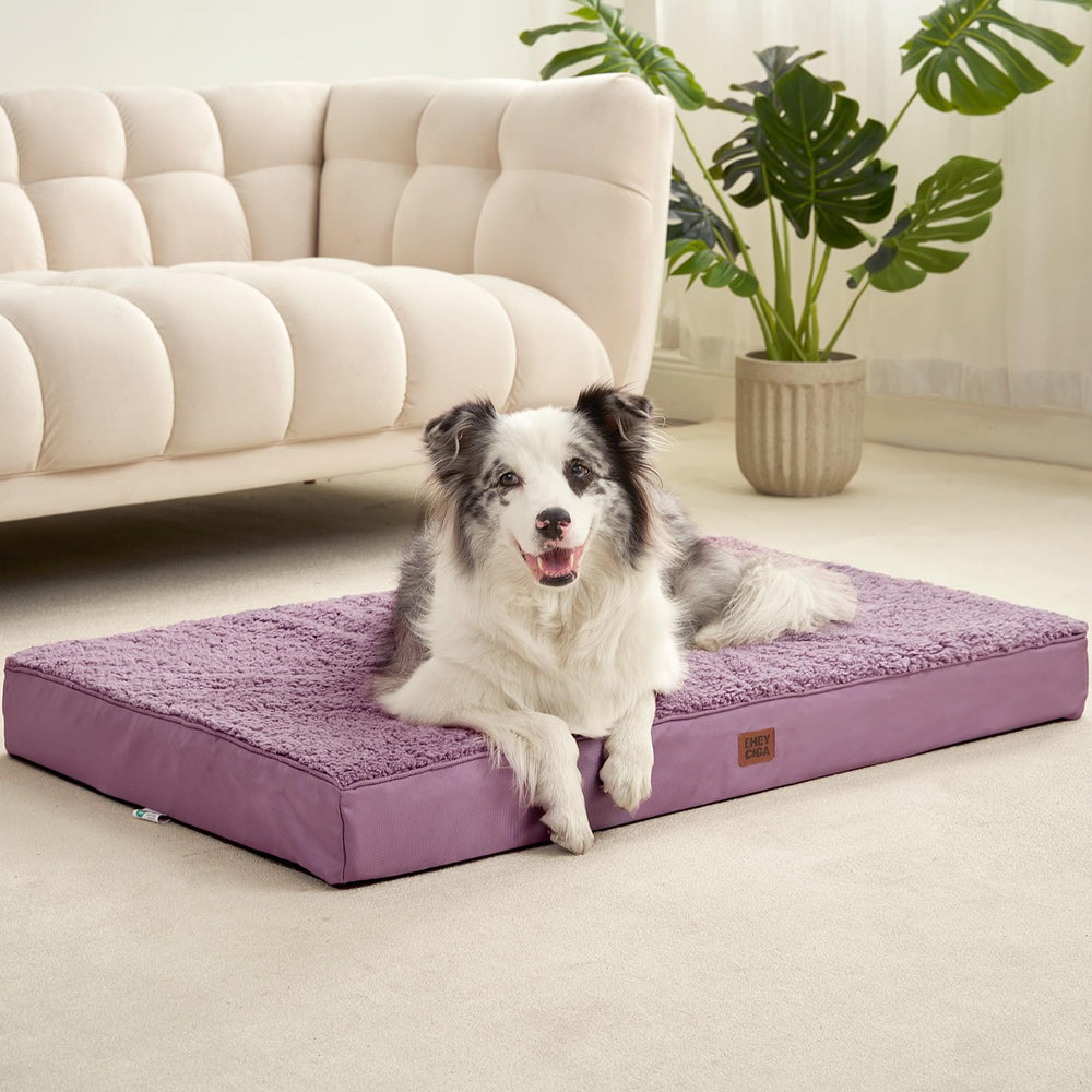 EHEYCIGA orthopedic XXL dog bed being assembled to highlight setup.