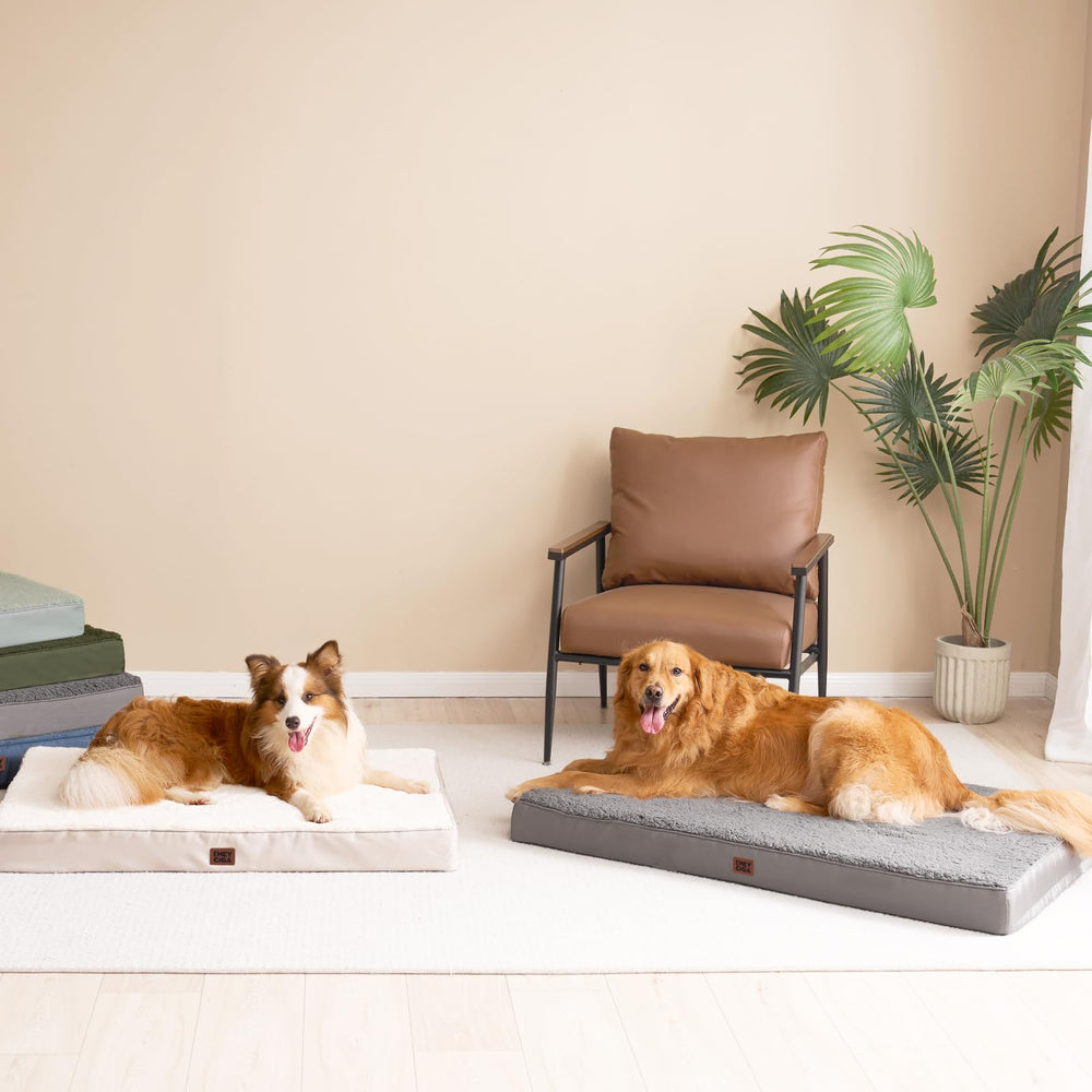 EHEYCIGA Orthopedic XXL Dog Bed folded cover hints at easy storage and maintenance
