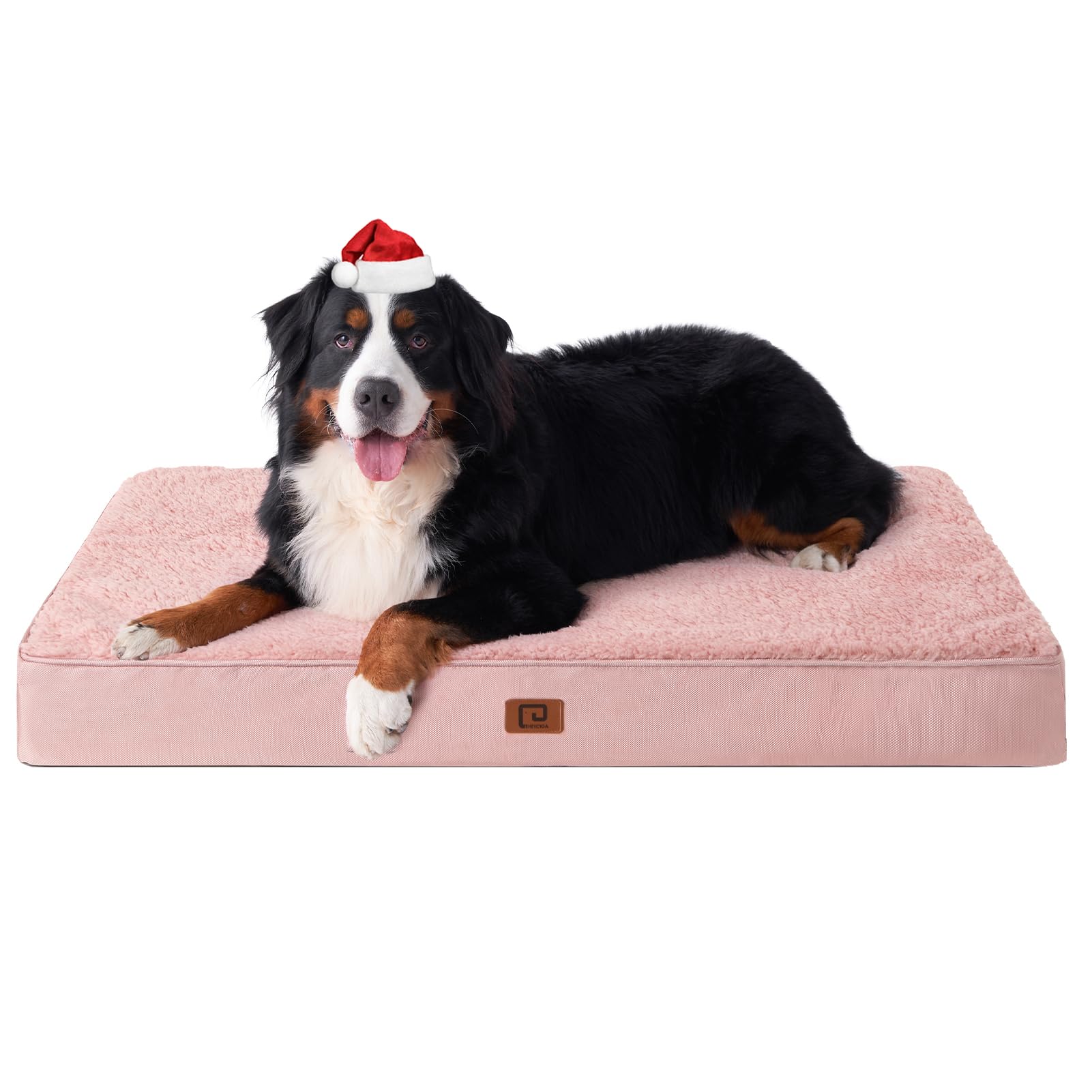 EHEYCIGA orthopedic XXL dog bed pink 50x36 top view for jumbo-dog comfort