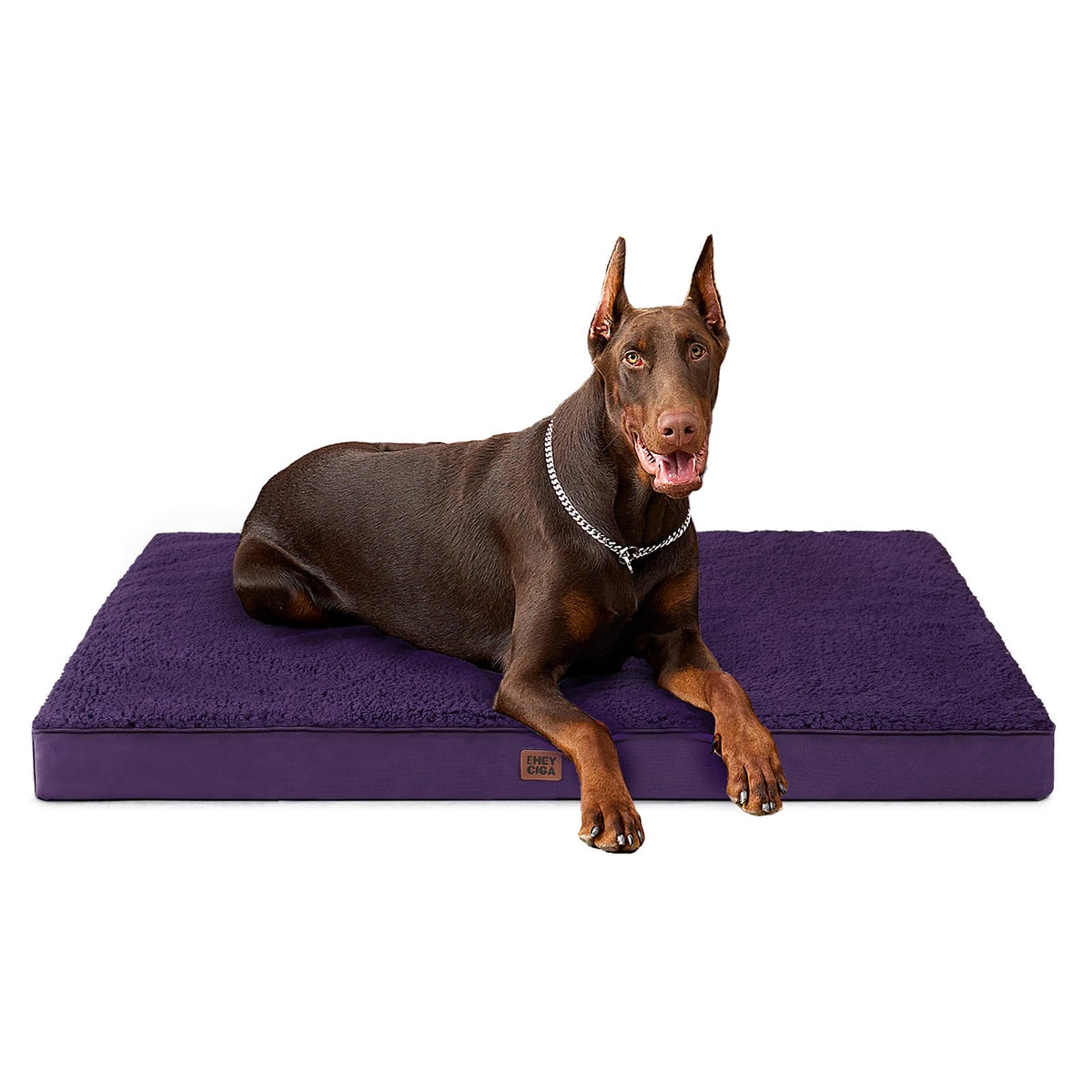EHEYCIGA orthopedic XXL dog bed purple top for comfy rest.