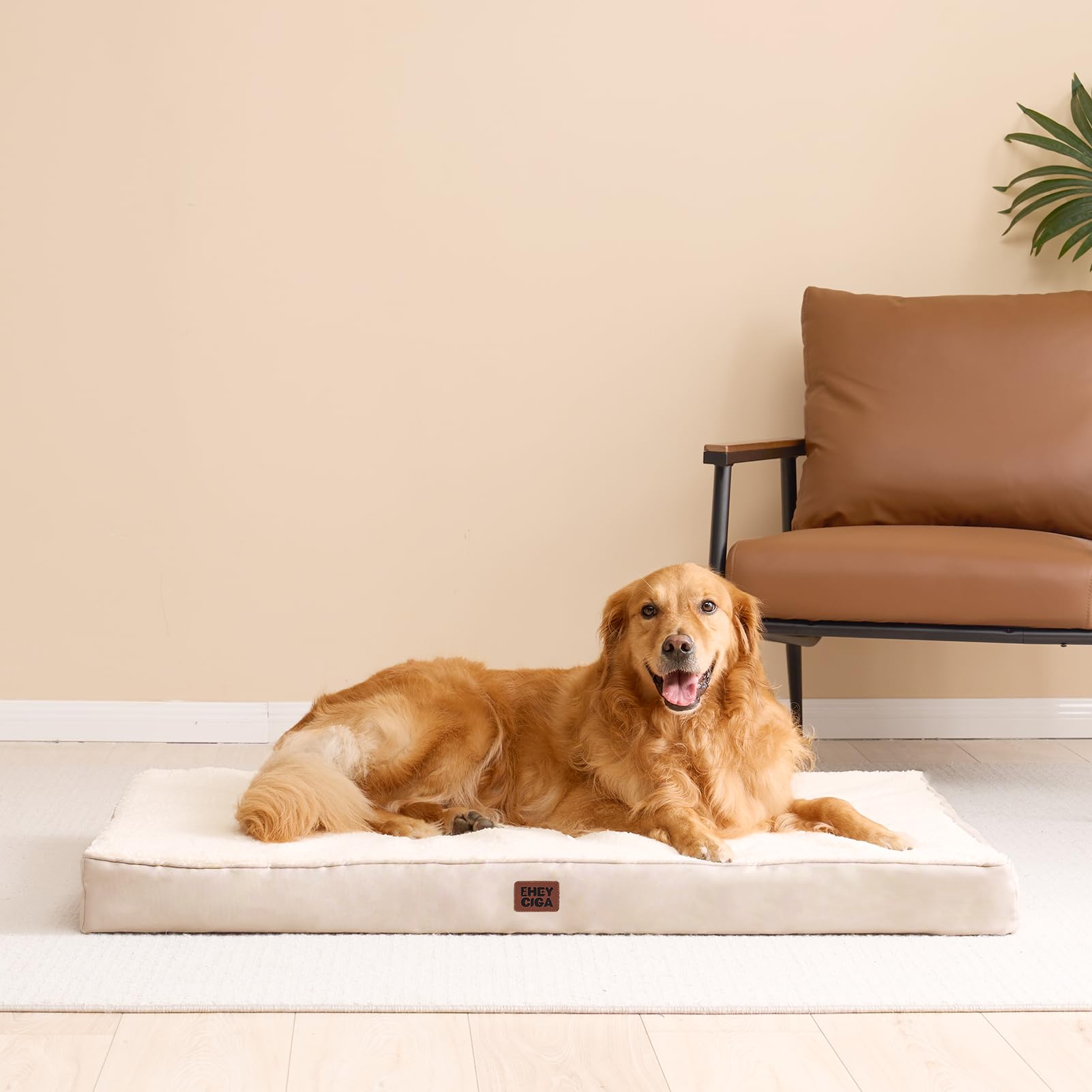 EHEYCIGA orthopedic XXL dog bed rebound time indicating quick shape recovery.