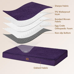 EHEYCIGA orthopedic XXL dog bed removable cover closeup emphasizes easy cleaning