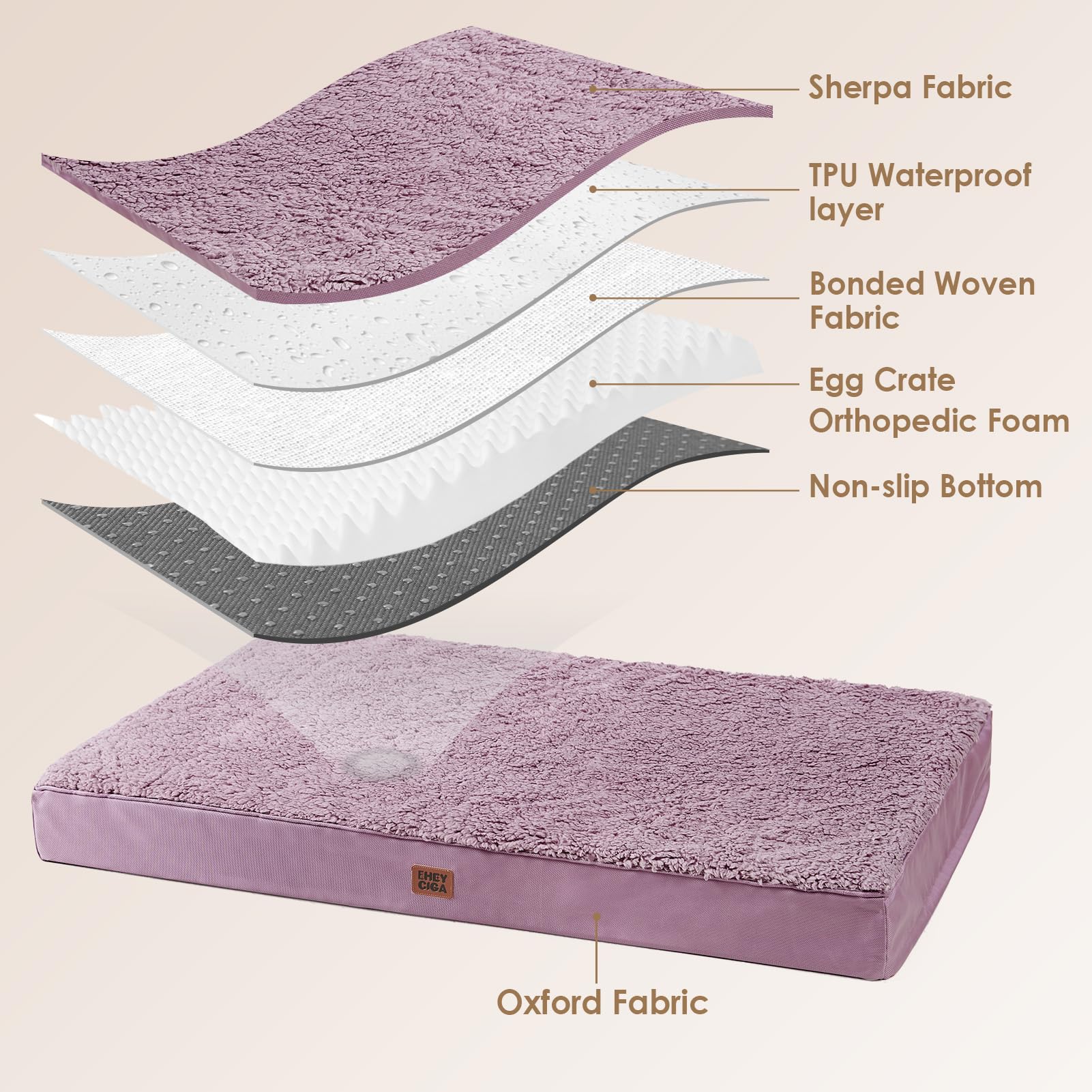 EHEYCIGA orthopedic XXL dog bed sherpa-top provides plush softness for naps.