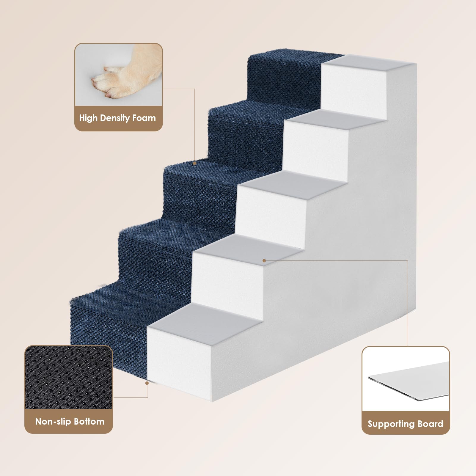 EHEYCIGA pet stairs foldable design for storage and portability