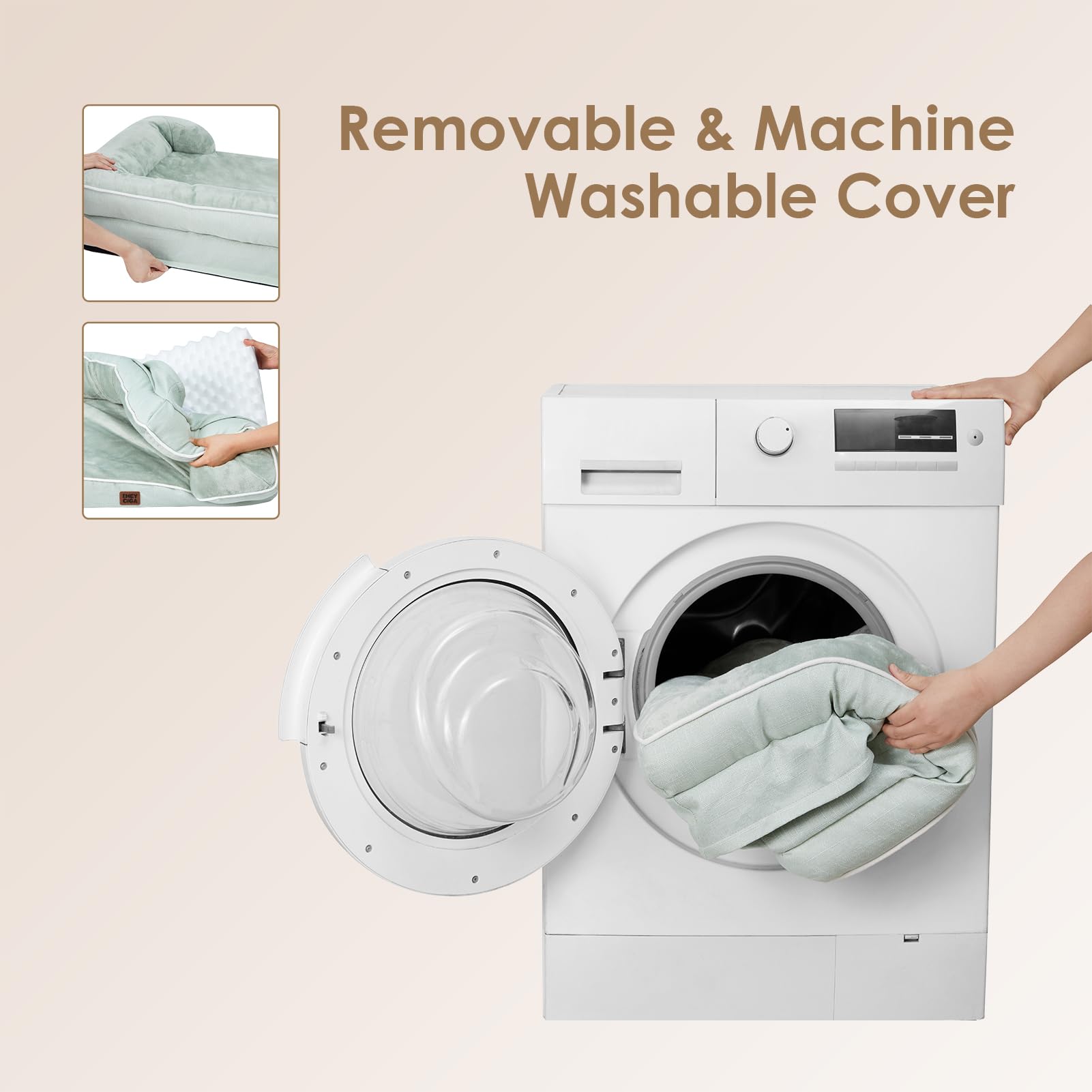 EHEYCIGA removable-cover-zipper shows washable cover for quick cleaning.