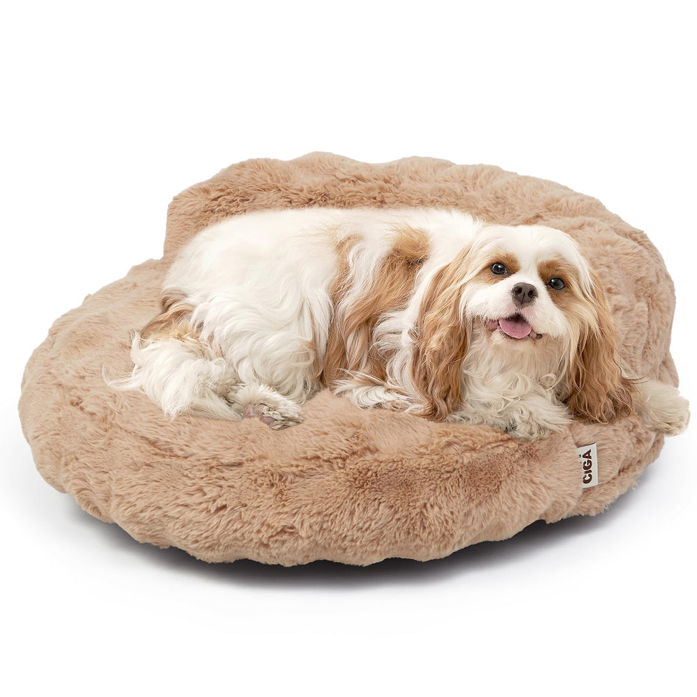 EHEYCIGA small-dog-bed camel plush fur for cozy naps.