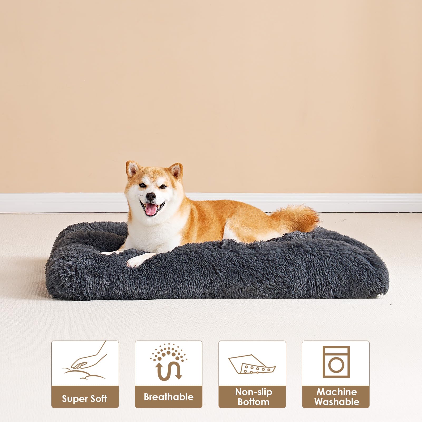 EHEYCIGA soft warm bed in dark grey blends with home decor
