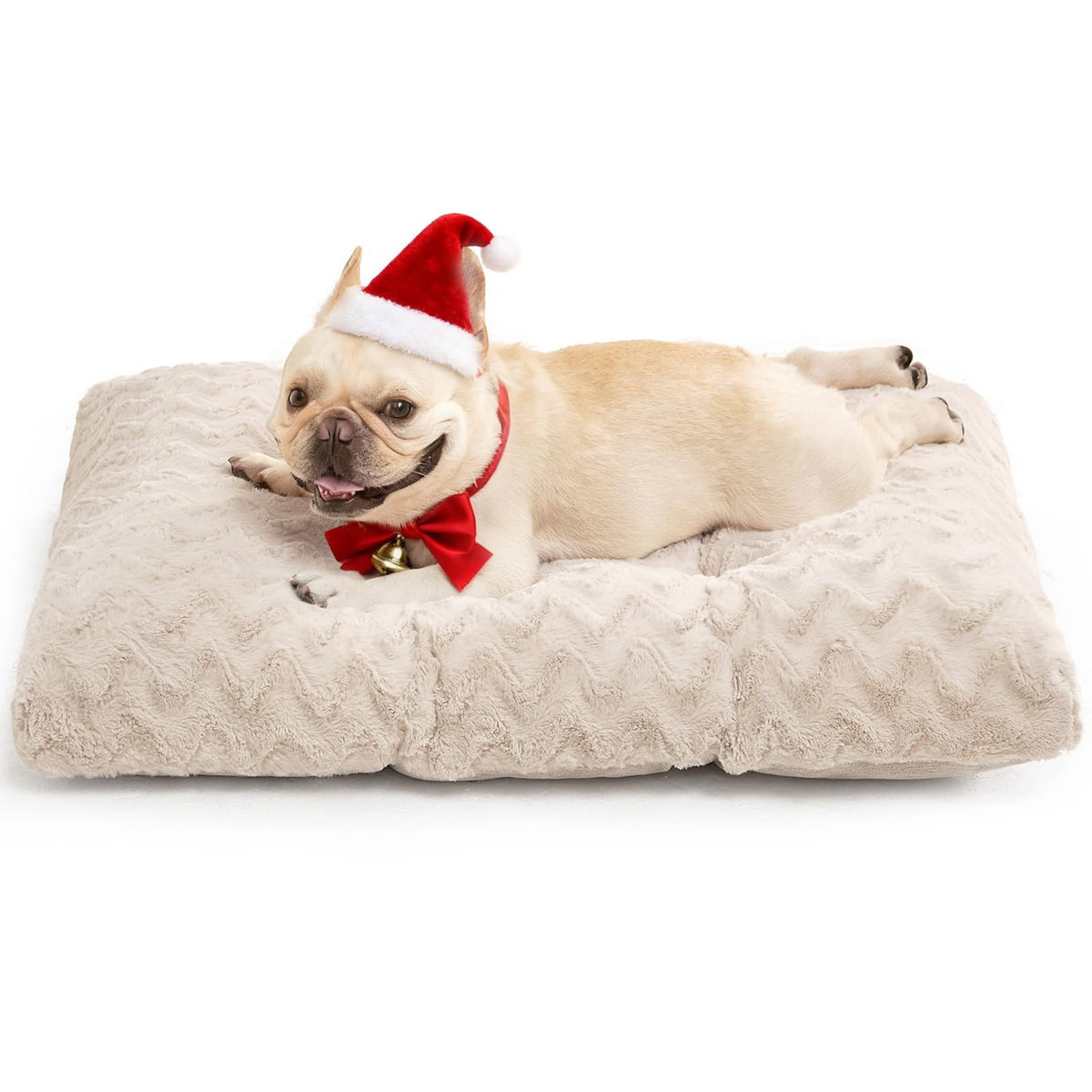 EHEYCIGA dog crate bed shows plush faux fur side for cozy warmth.