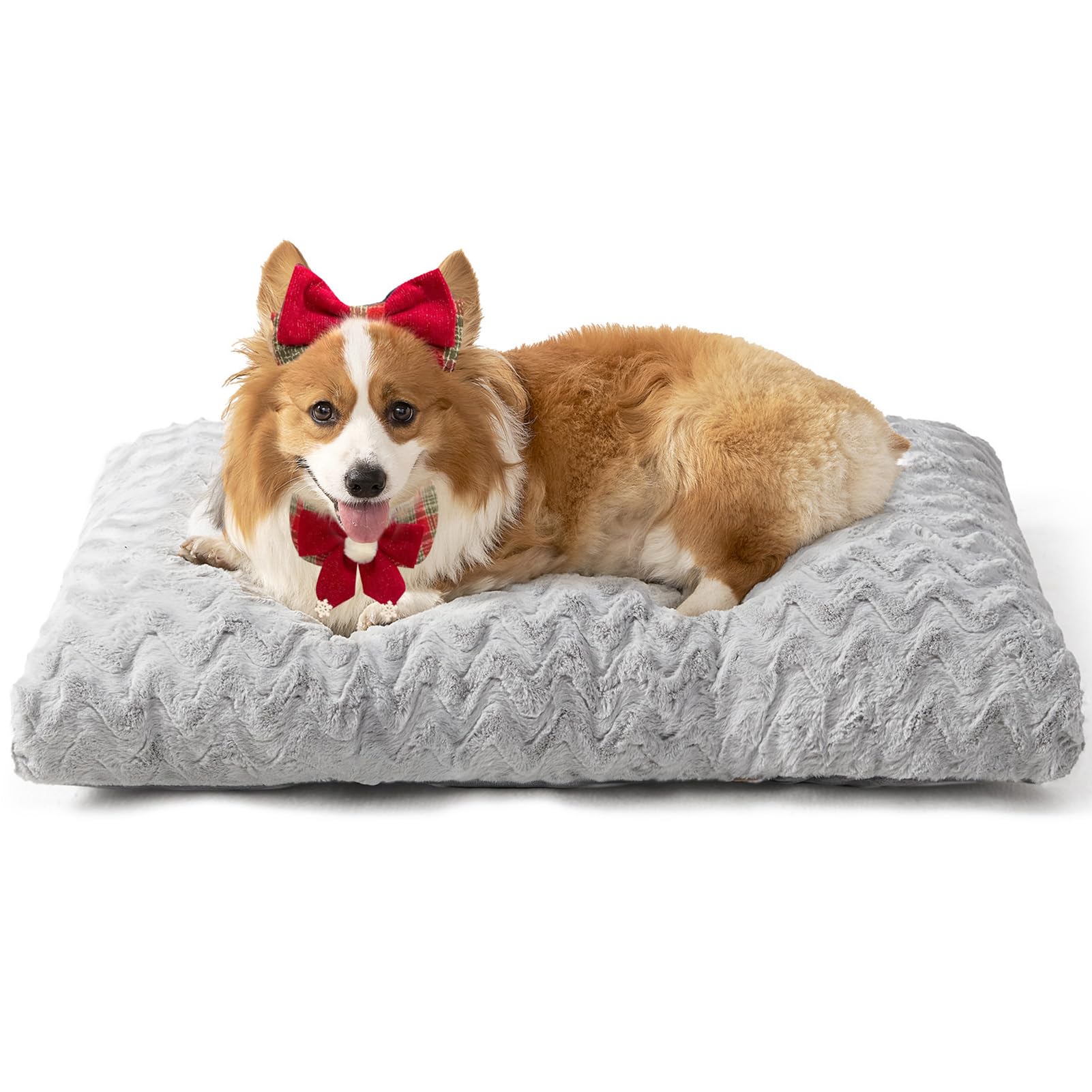 EHEYCIGA washable dog crate bed front view grey for cozy crate setup.