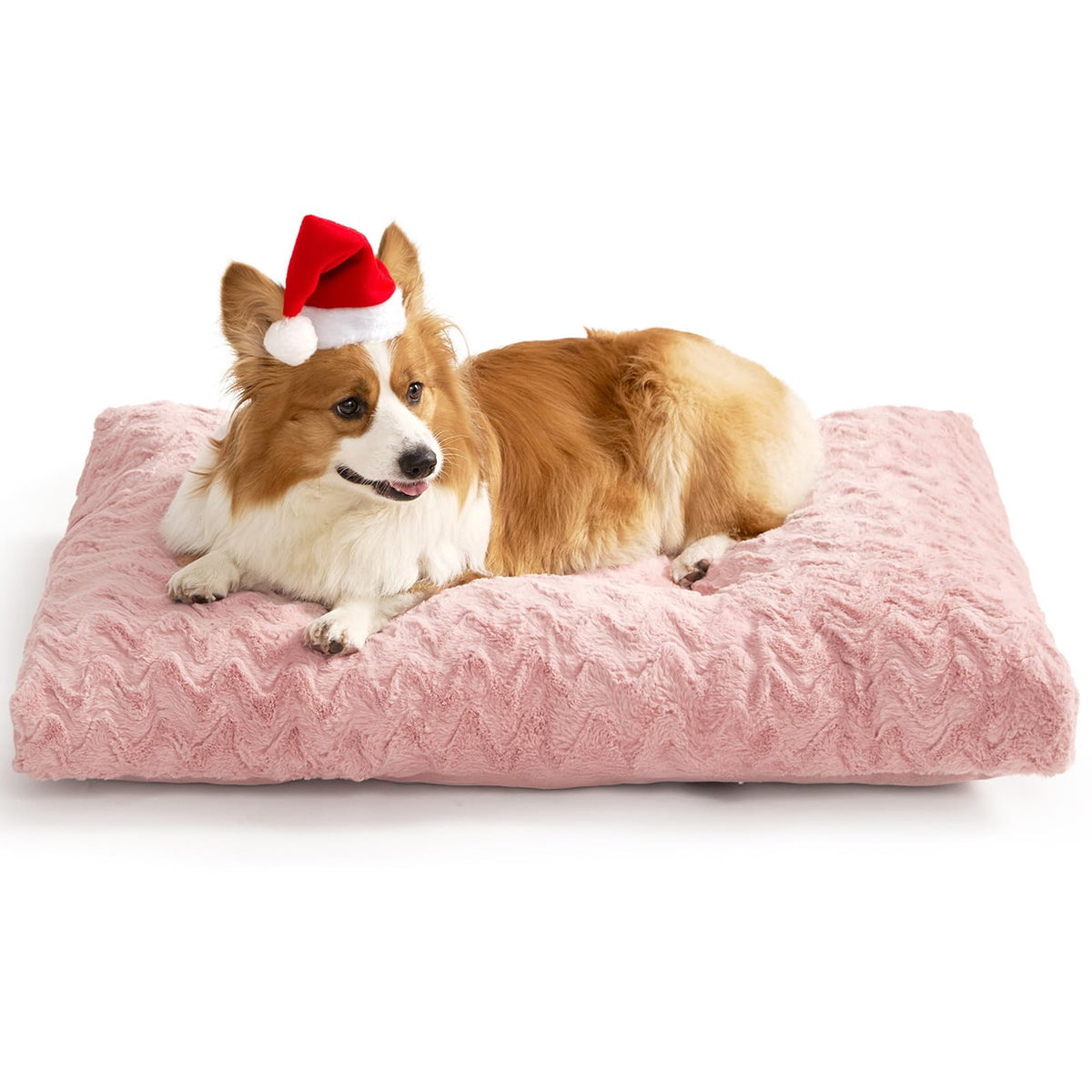 EHEYCIGA washable dog crate bed front view with plush fur for cozy sleep