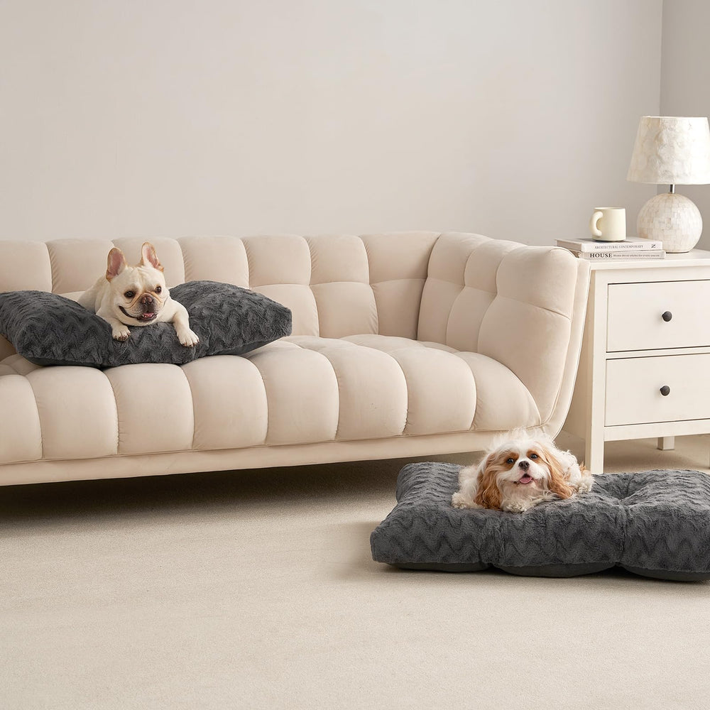EHEYCIGA Washable Dog Crate Bed plush fur and breathable linen surface