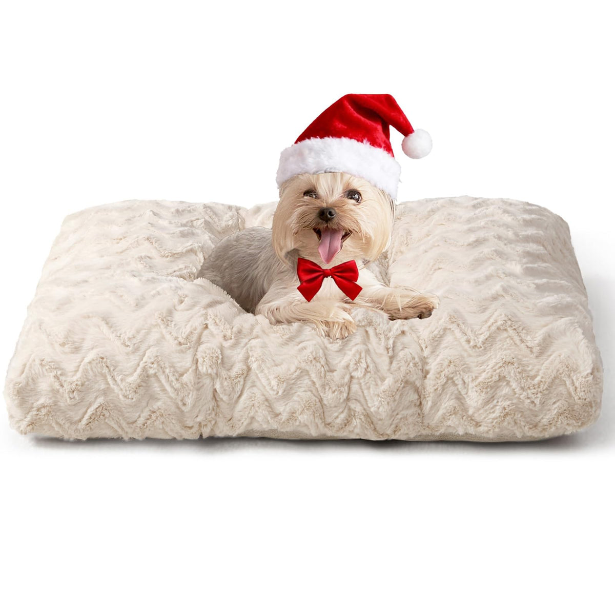 EHEYCIGA washable dog crate bed with reversible faux fur surface for year-round comfort.