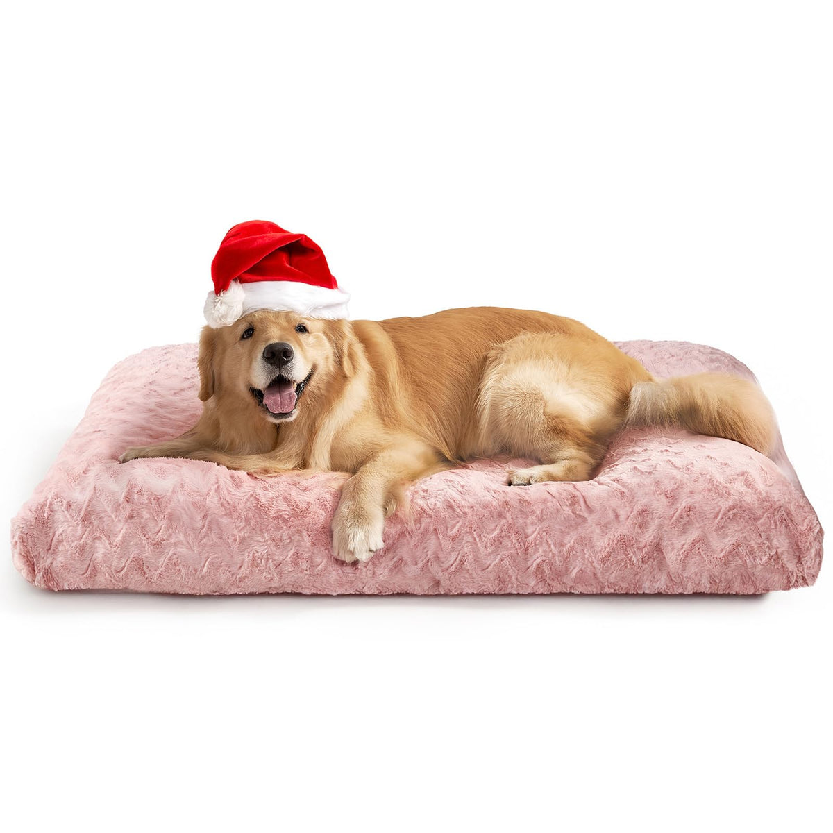 EHEYCIGA washable dog crate bed XL pink front view shows ample space for large dogs
