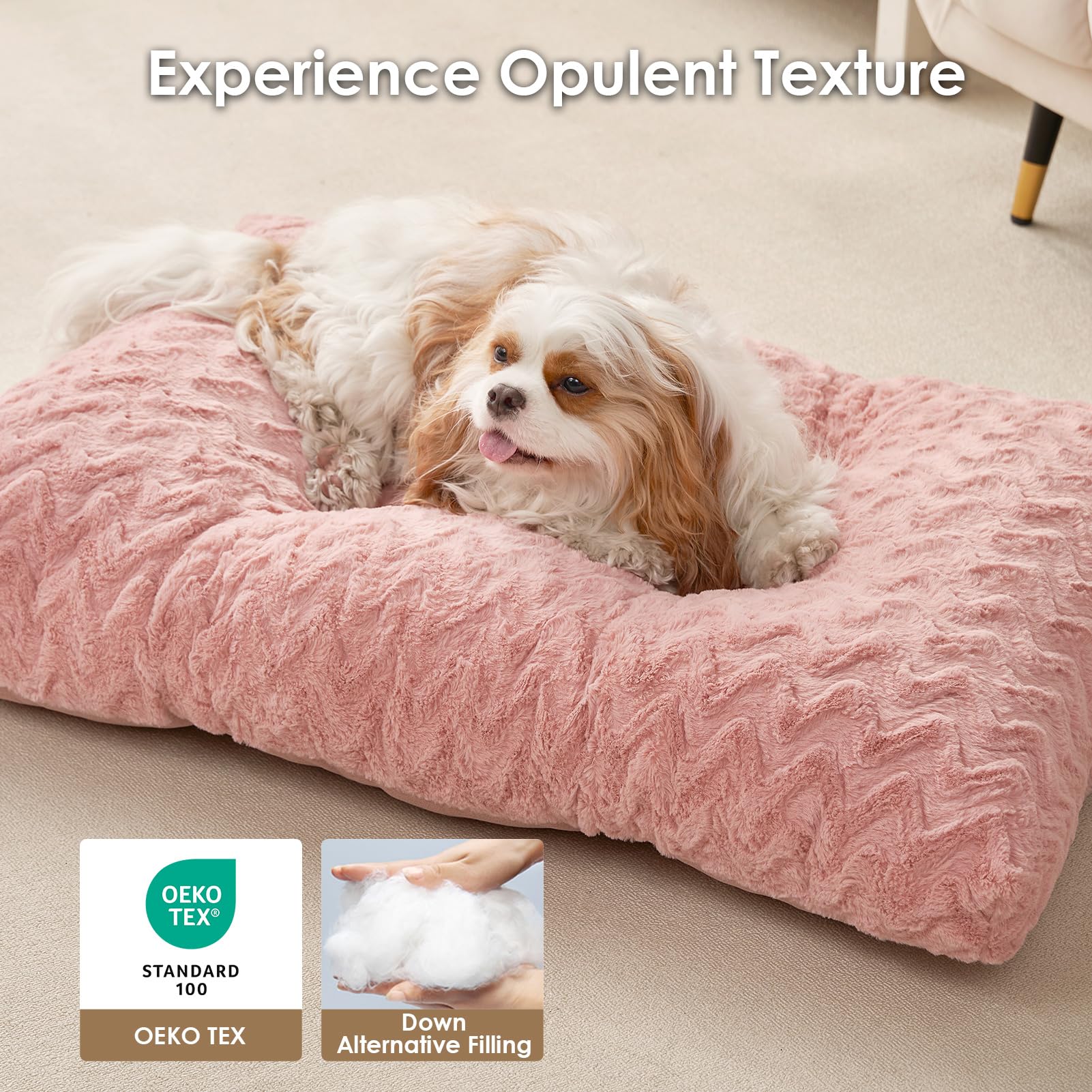 EHEYCIGA XL pink plush faux fur closeup emphasizes cozy softness