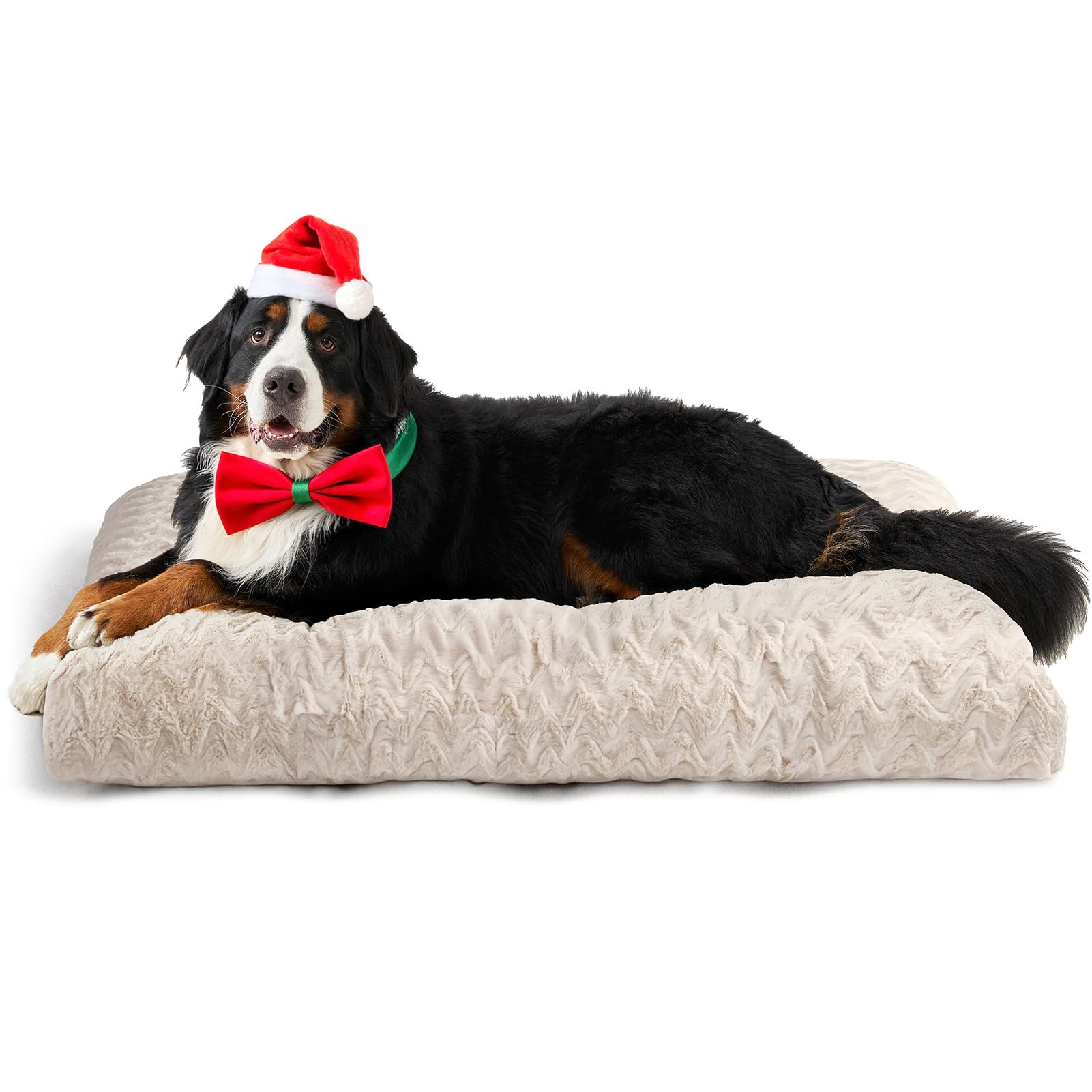EHEYCIGA Washable Dog Crate Bed XXL side view emphasizes plush faux fur for cozy warmth