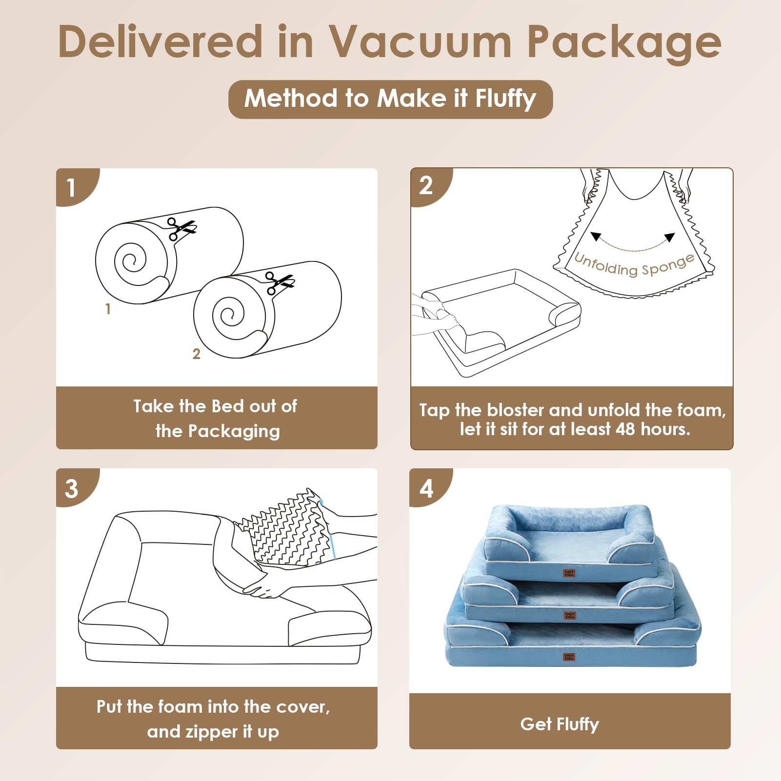 EHEYCIGA XL sizing accommodates extra-large breeds with ample sleeping space.