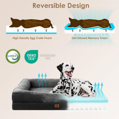 EHEYCIGA XL orthopedic dog bed side bolster cradling neck support.