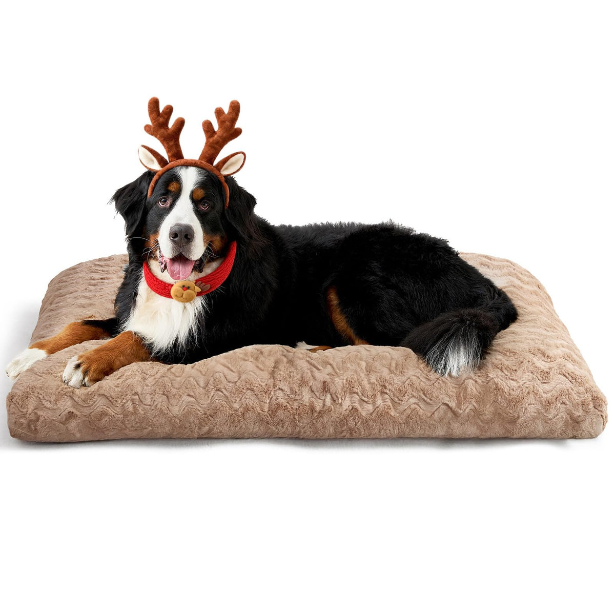 EHEYCIGA XXL dog bed camel exterior provides plush comfort for extra-large dogs.
