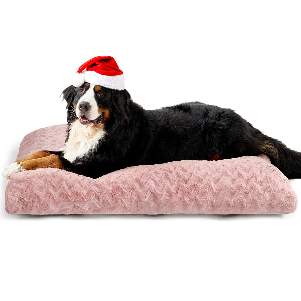 EHEYCIGA XXL pink crate bed front view, extra-large dogs enjoy plush comfort.