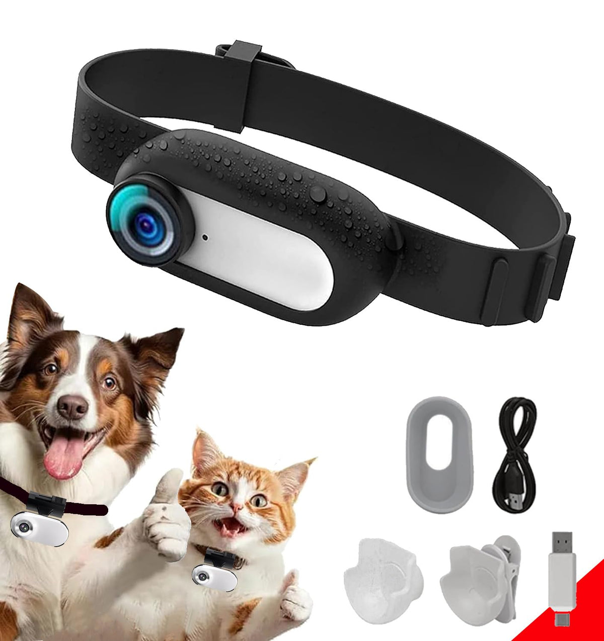 ehomful cat collar camera captures full HD 1080p from pet's perspective